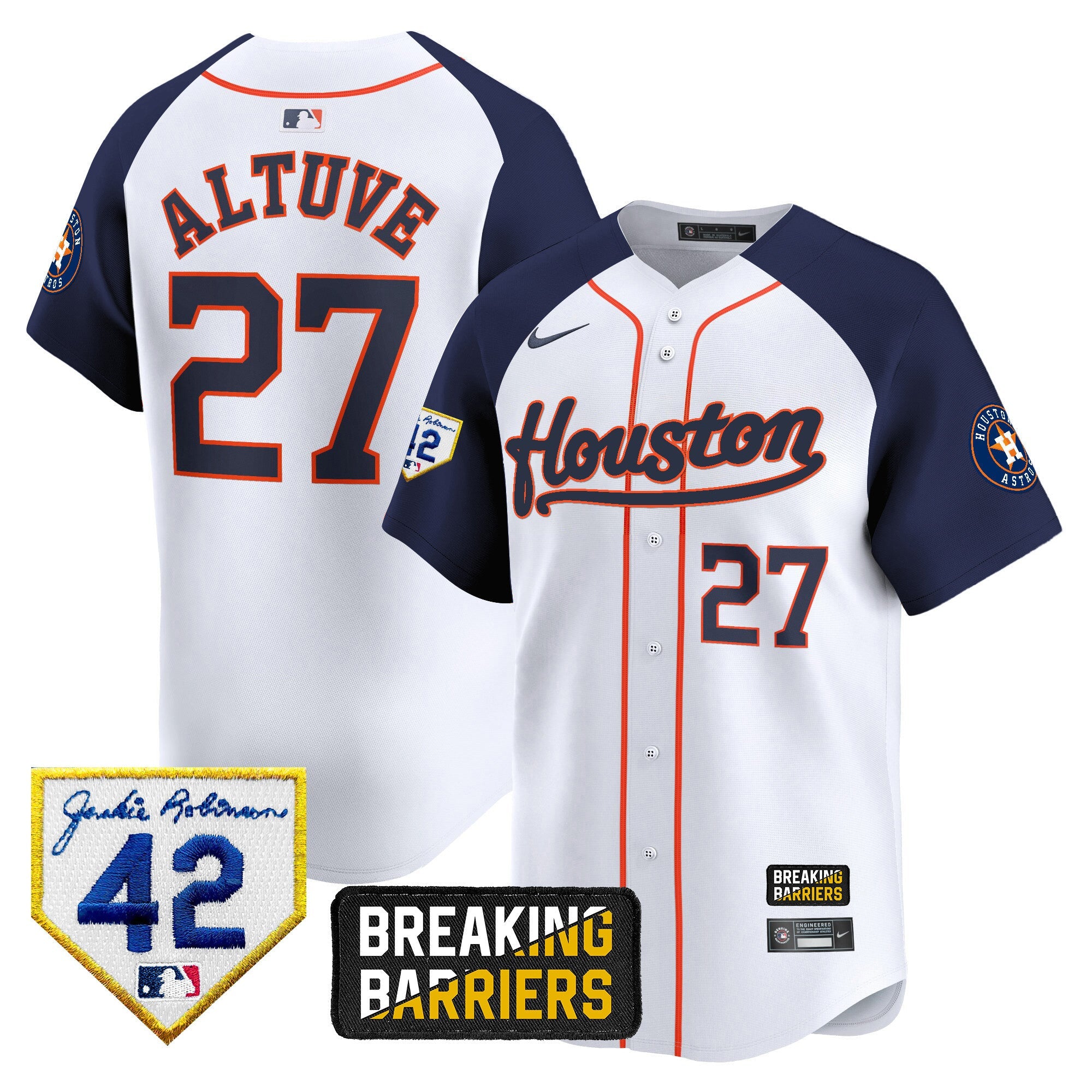 Men’s Houston Jackie Robinson Breaking Barriers Patch Vapor Premier Limited Jersey