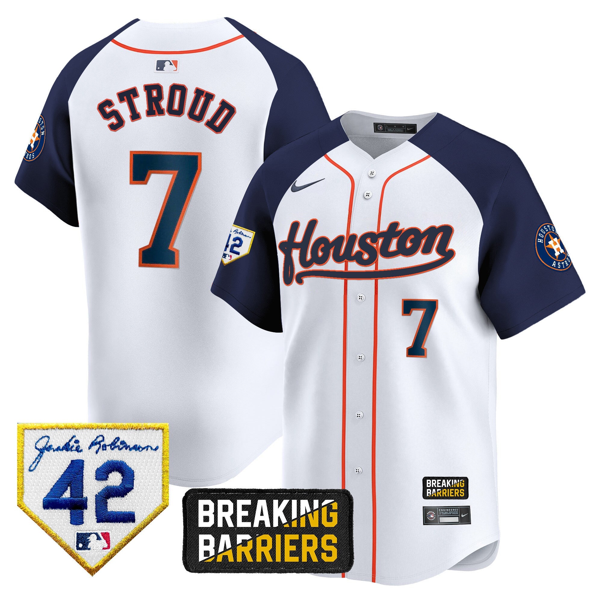 Men’s Houston Jackie Robinson Breaking Barriers Patch Vapor Premier Limited Jersey