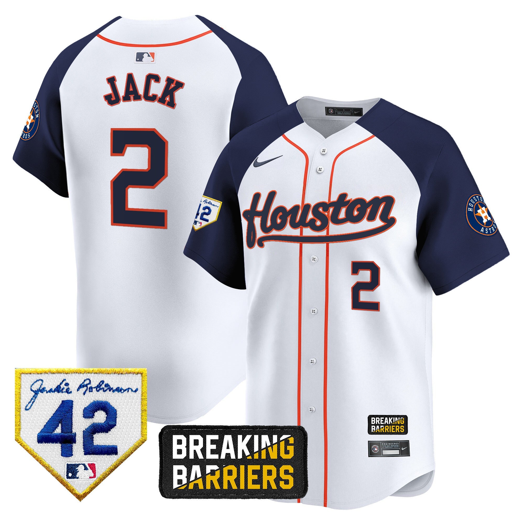 Men’s Houston Jackie Robinson Breaking Barriers Patch Vapor Premier Limited Jersey