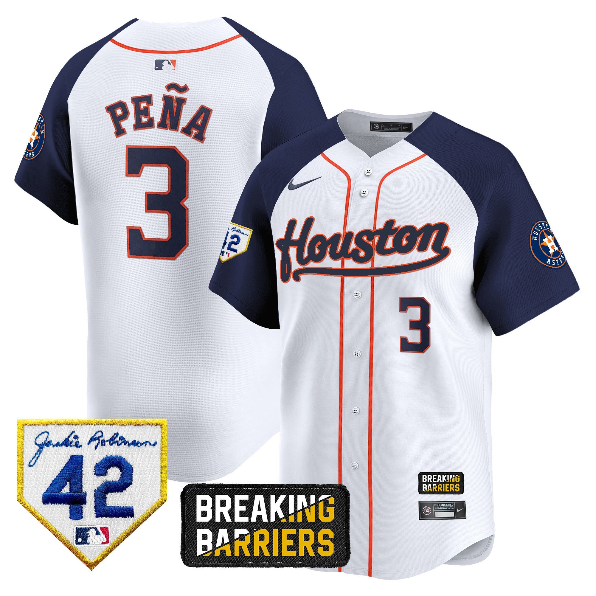 Men’s Houston Jackie Robinson Breaking Barriers Patch Vapor Premier Limited Jersey