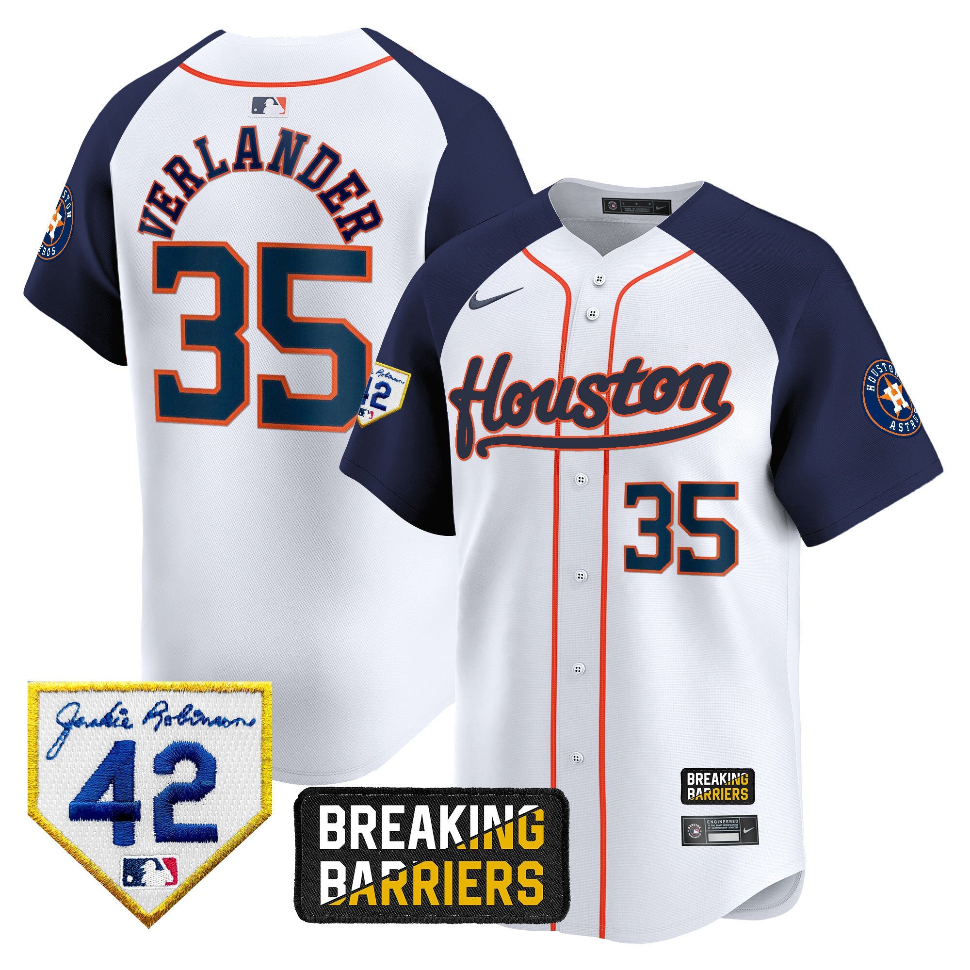 Men’s Houston Jackie Robinson Breaking Barriers Patch Vapor Premier Limited Jersey