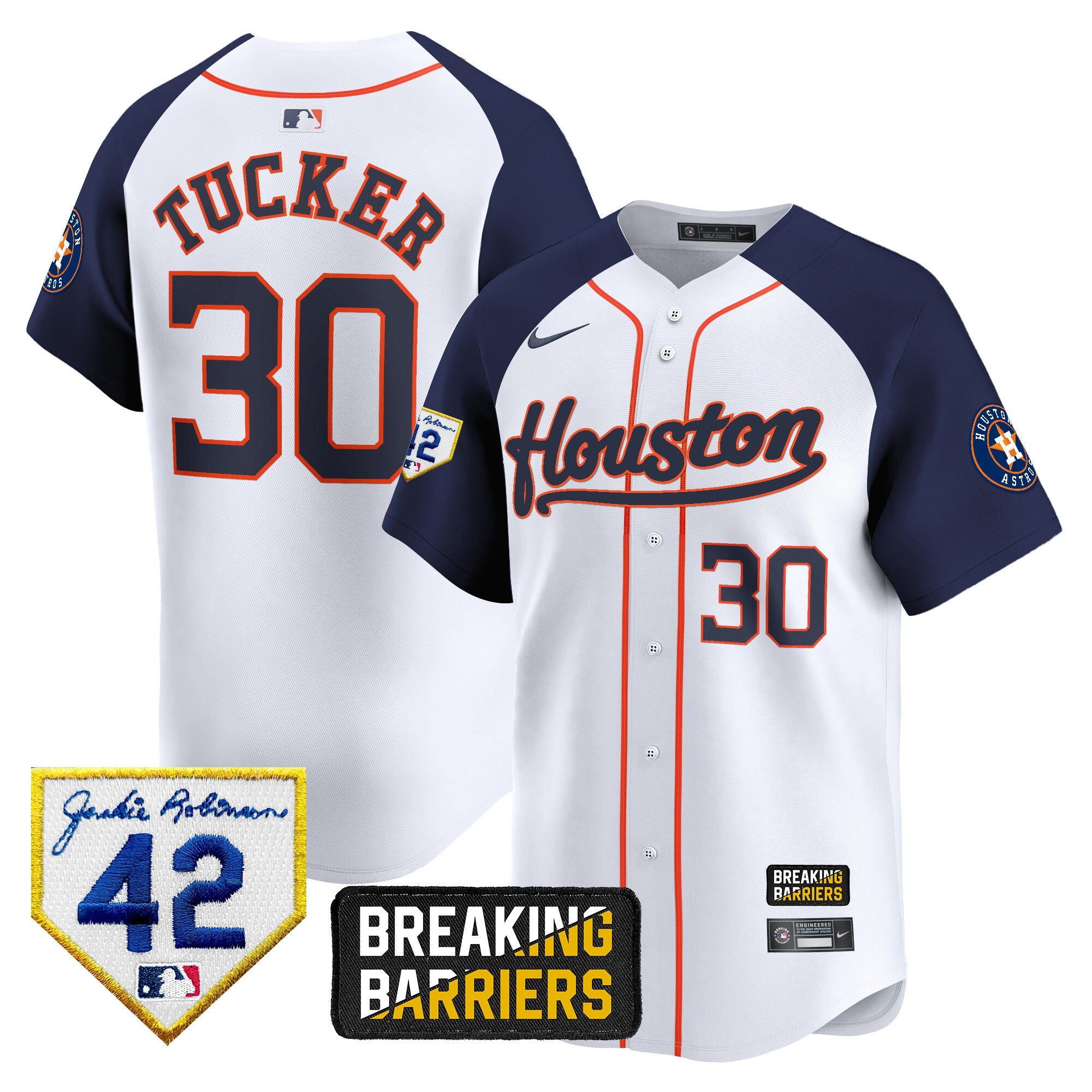 Men’s Houston Jackie Robinson Breaking Barriers Patch Vapor Premier Limited Jersey