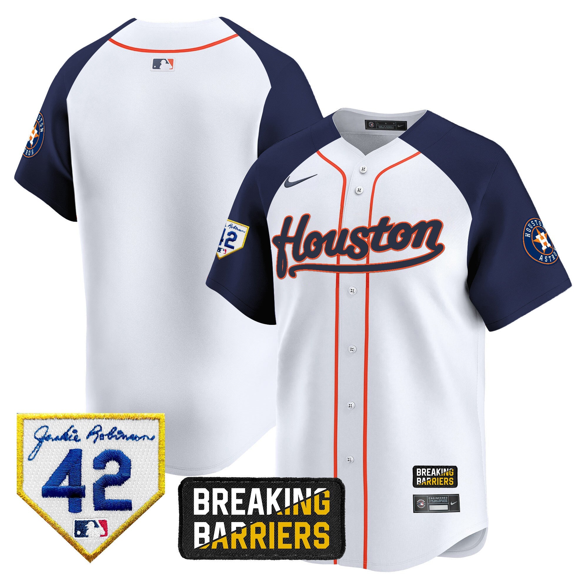Men’s Houston Jackie Robinson Breaking Barriers Patch Vapor Premier Limited Jersey