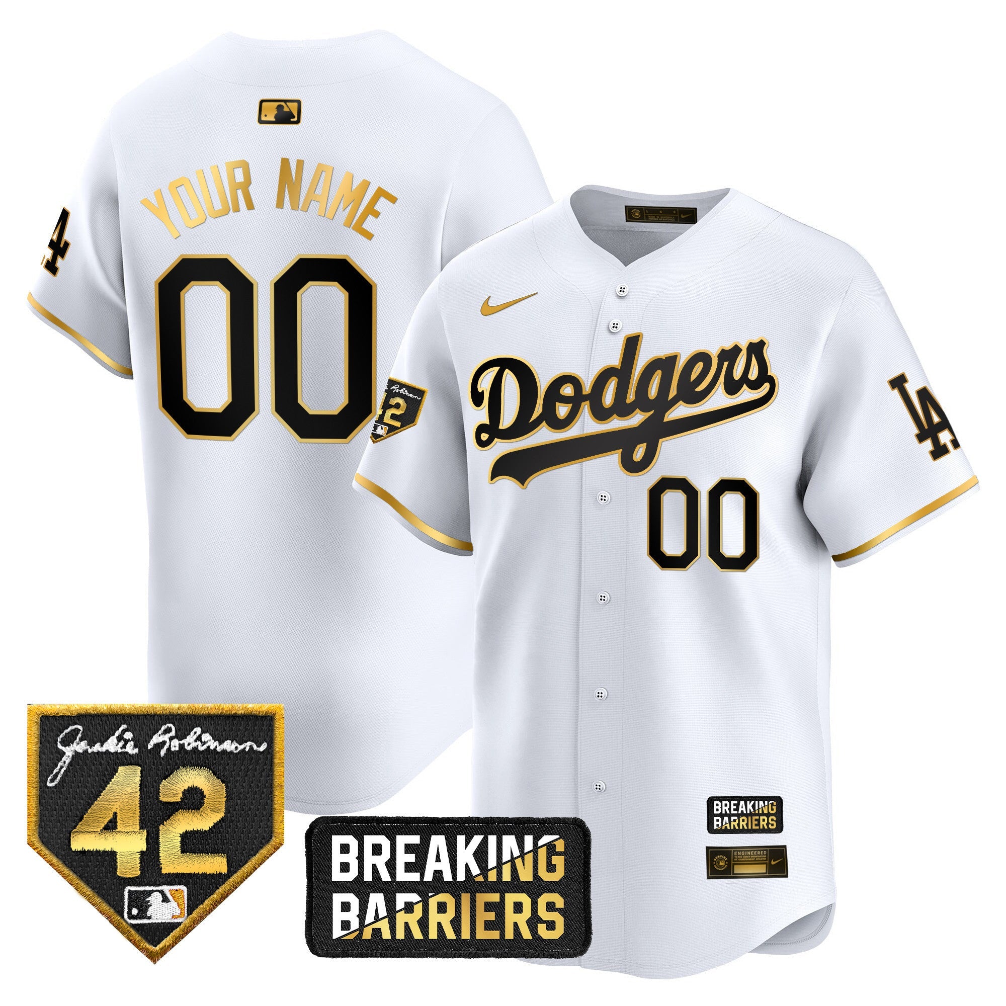 Jackie Robinson Breaking Barriers Patch Vapor Premier Limited Custom Jersey