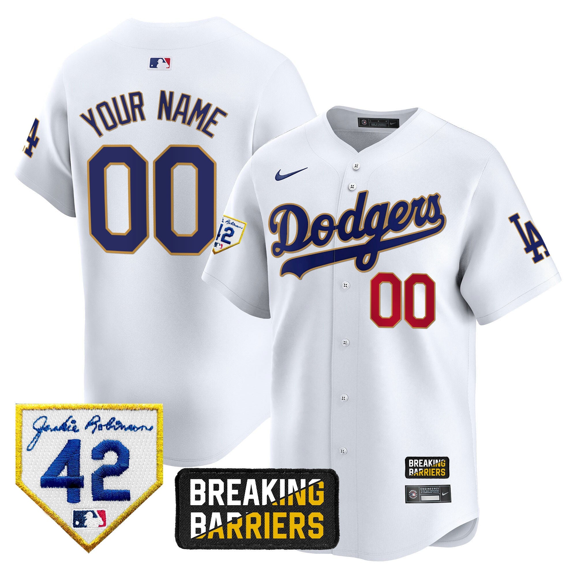 Jackie Robinson Breaking Barriers Patch Vapor Premier Limited Custom Jersey