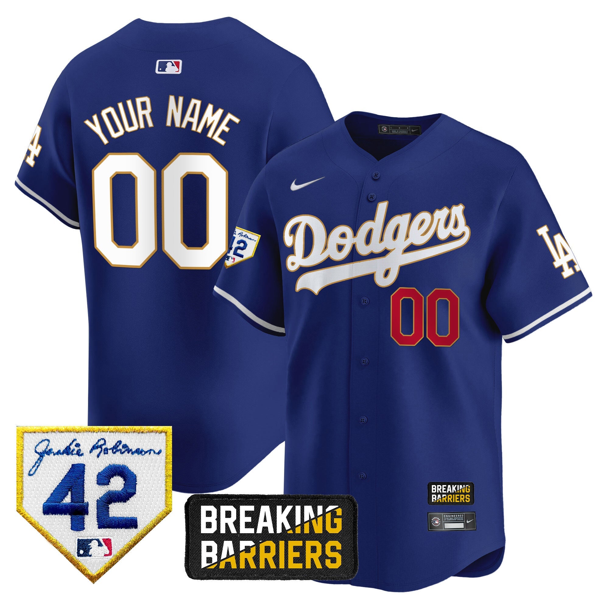 Jackie Robinson Breaking Barriers Patch Vapor Premier Limited Custom Jersey