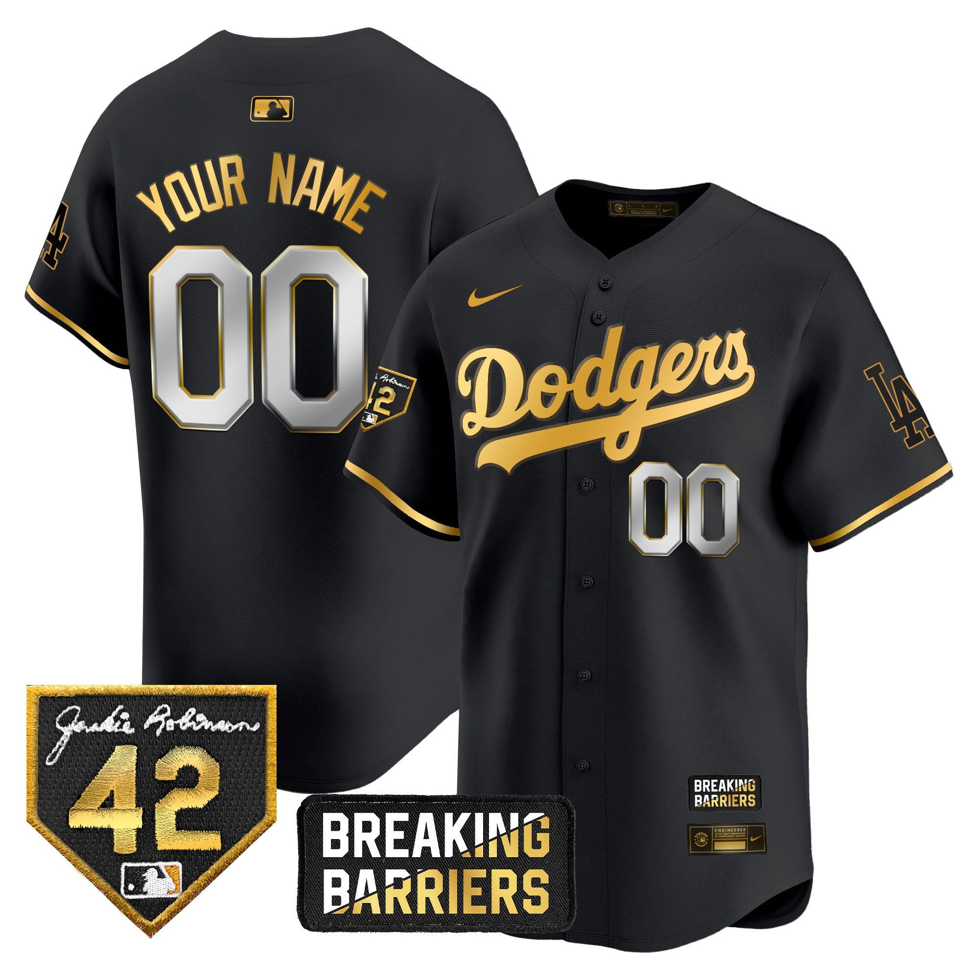 Jackie Robinson Breaking Barriers Patch Vapor Premier Limited Custom Jersey