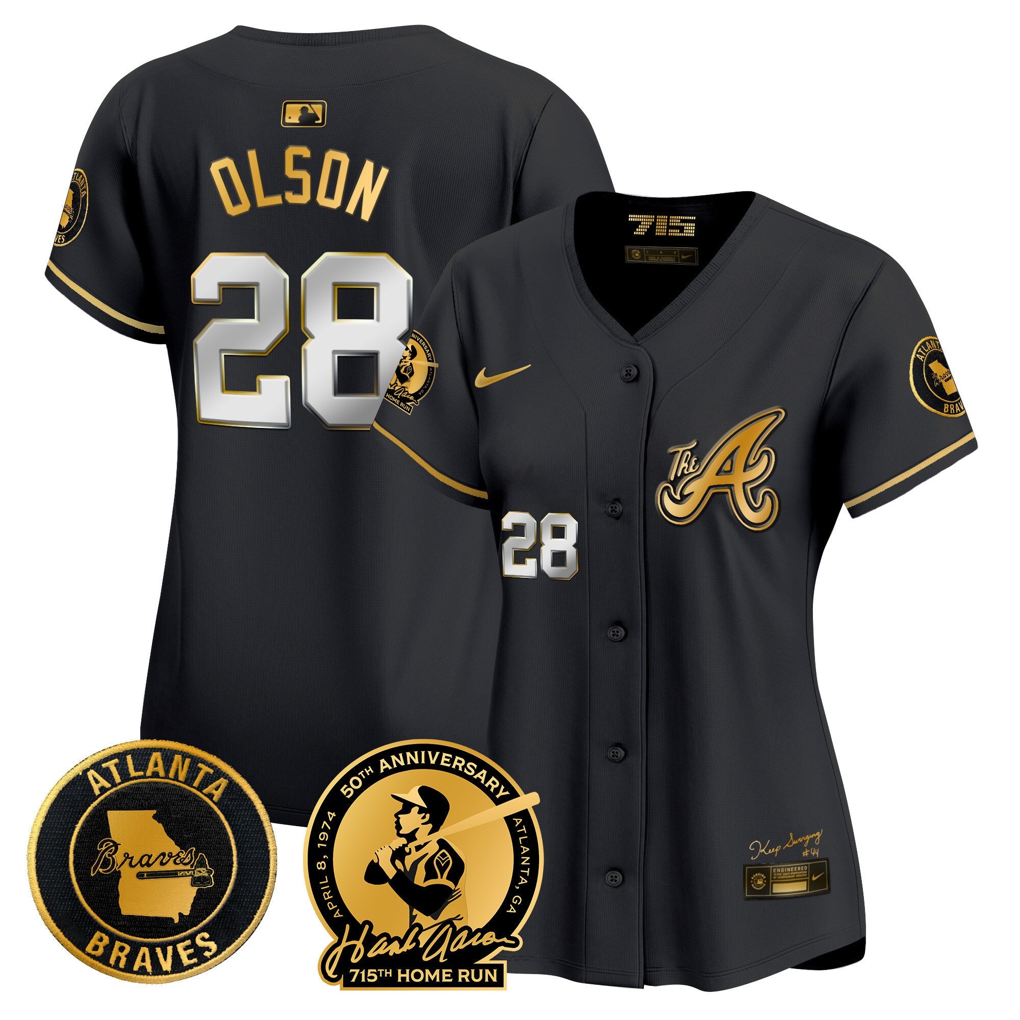 Women’s Atlanta Hank Aaron 715th Home Run Patch Vapor Premier Limited Jersey V2