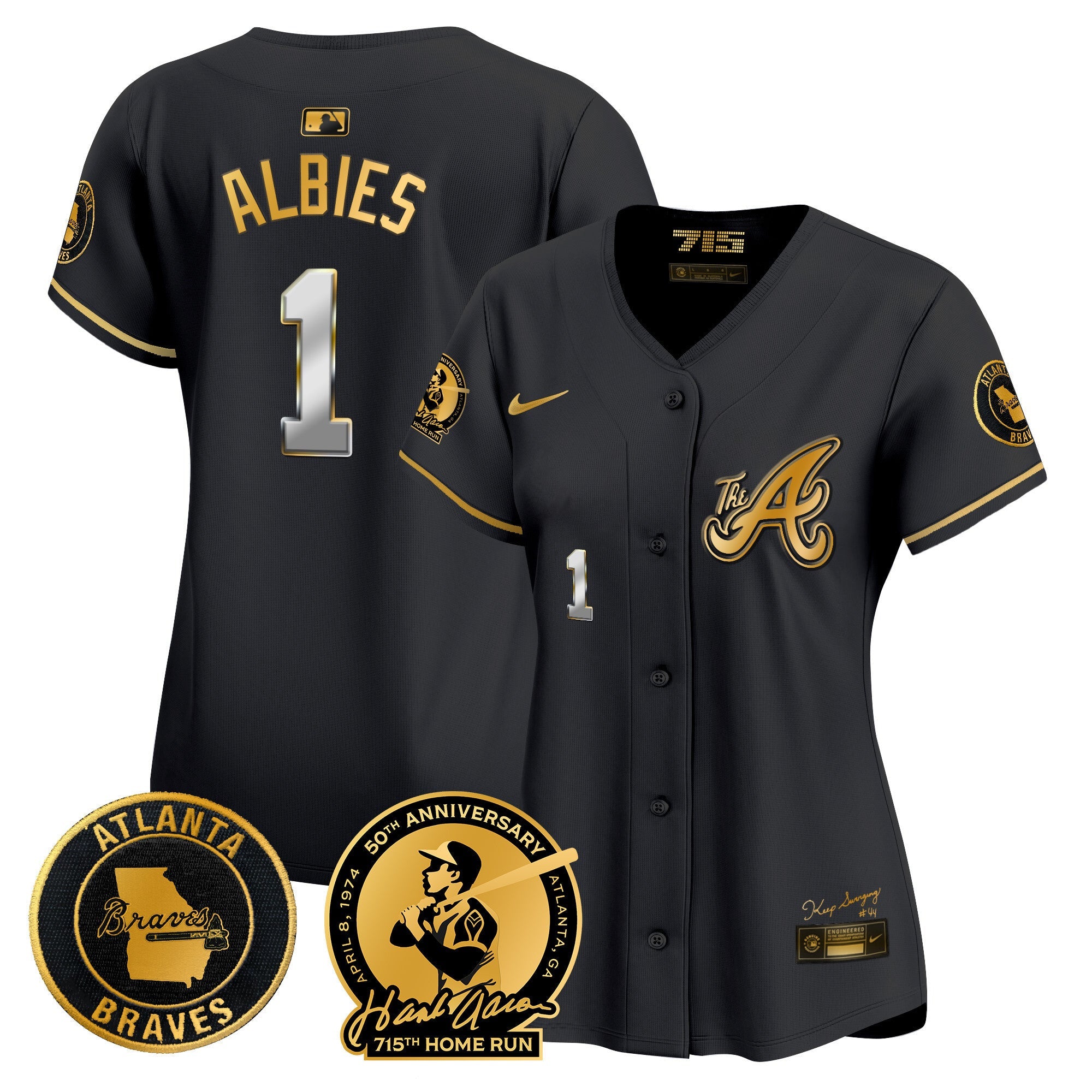 Women’s Atlanta Hank Aaron 715th Home Run Patch Vapor Premier Limited Jersey V2