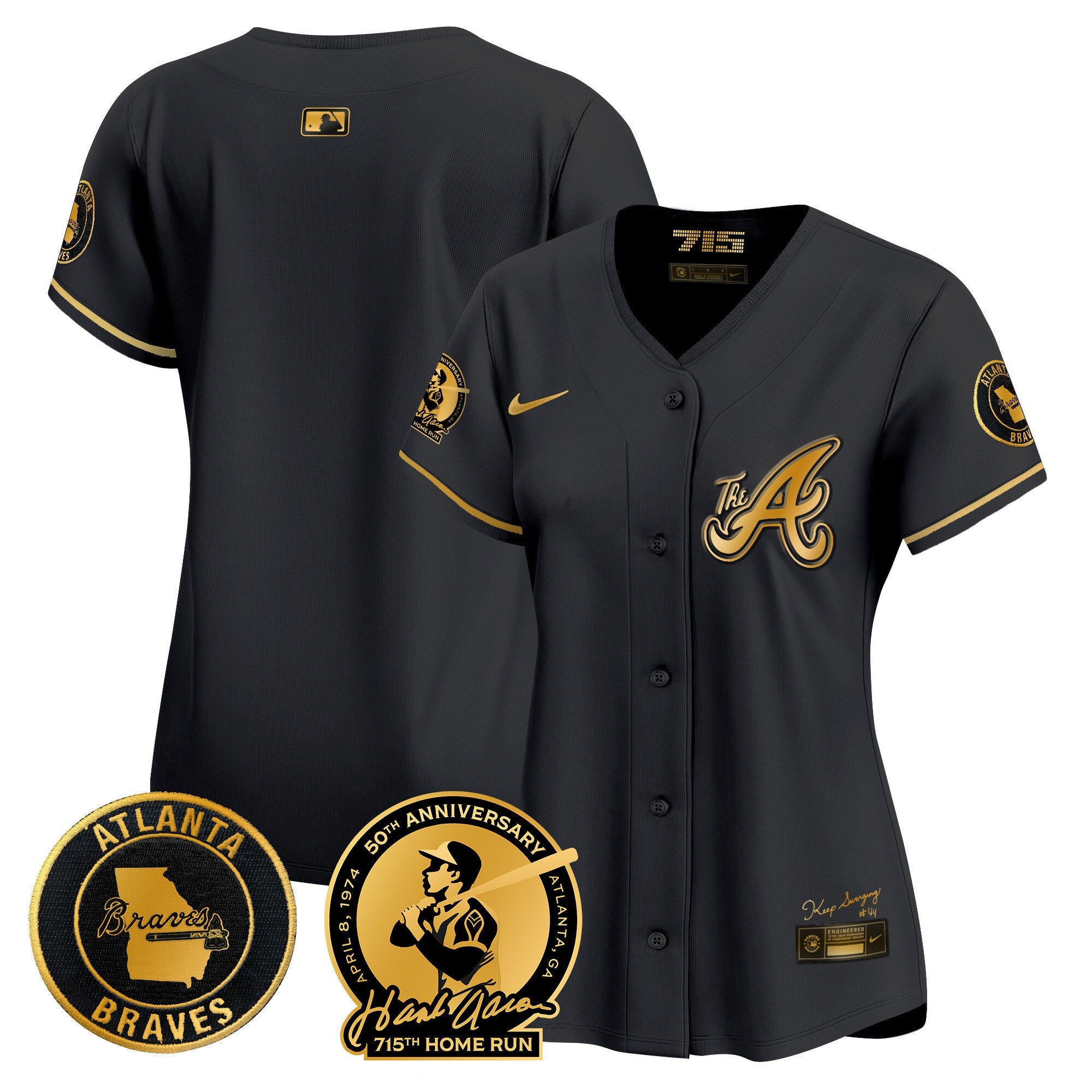 Women’s Atlanta Hank Aaron 715th Home Run Patch Vapor Premier Limited Jersey V2