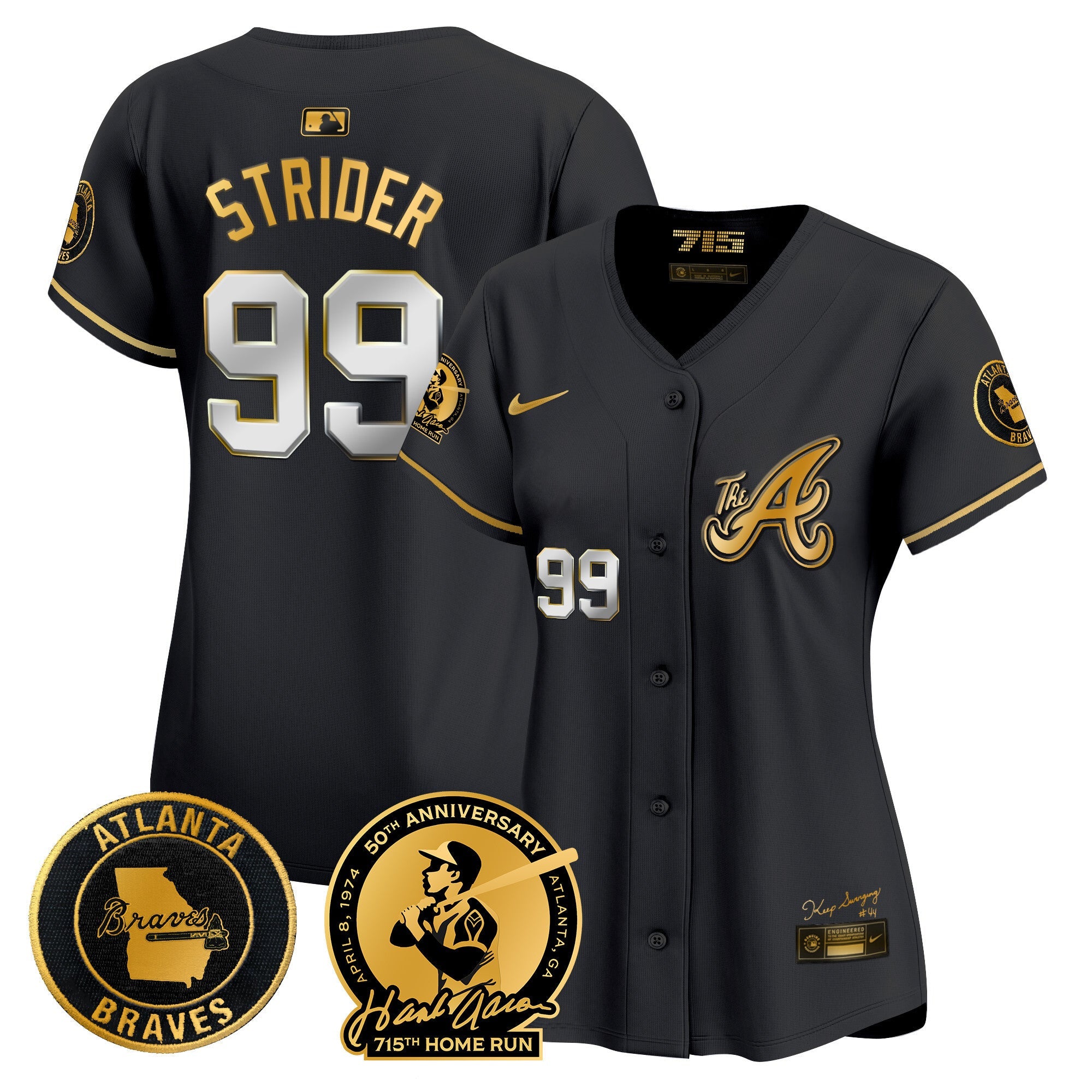 Women’s Atlanta Hank Aaron 715th Home Run Patch Vapor Premier Limited Jersey V2