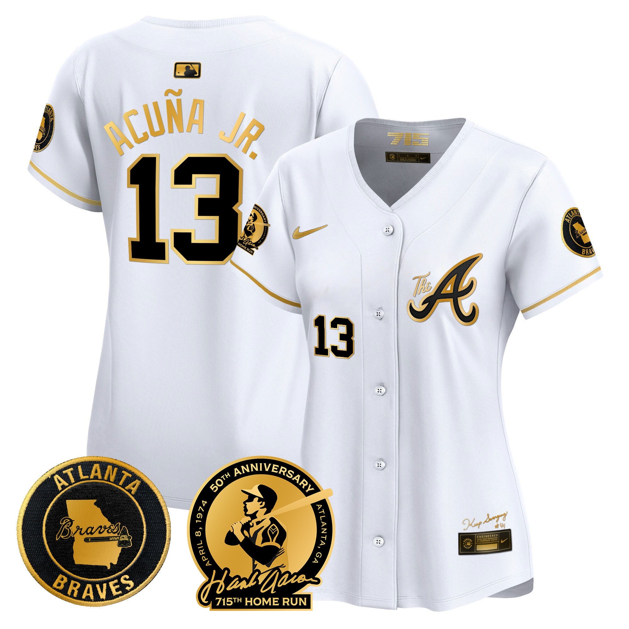 Women’s Atlanta Hank Aaron 715th Home Run Patch Vapor Premier Limited Jersey V2