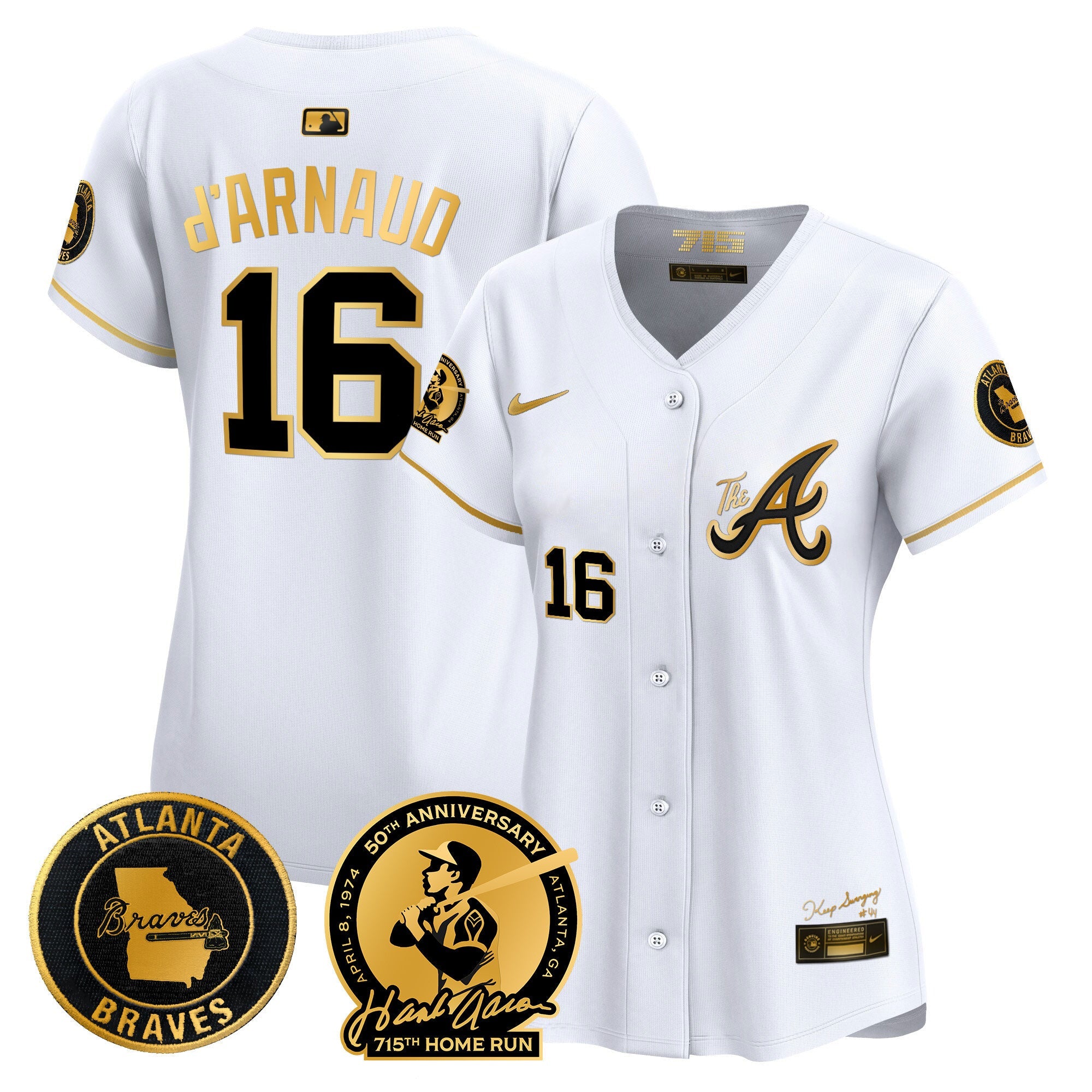 Women’s Atlanta Hank Aaron 715th Home Run Patch Vapor Premier Limited Jersey V2