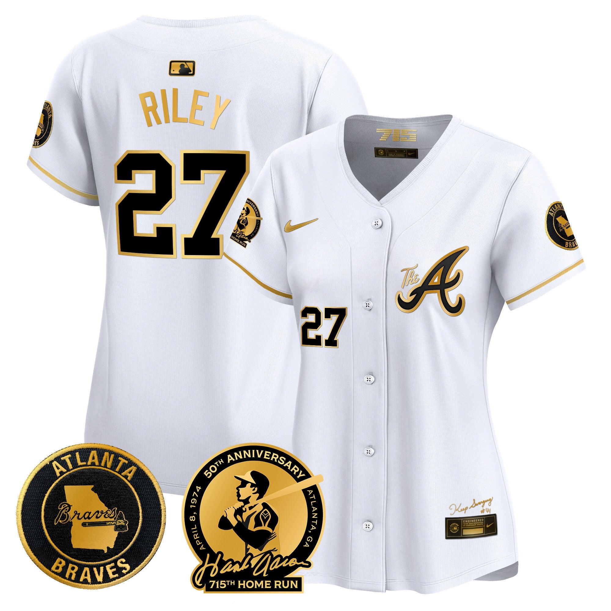 Women’s Atlanta Hank Aaron 715th Home Run Patch Vapor Premier Limited Jersey V2