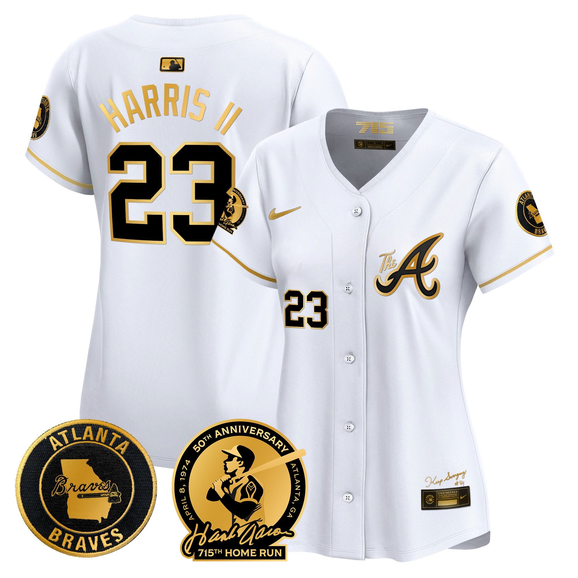 Women’s Atlanta Hank Aaron 715th Home Run Patch Vapor Premier Limited Jersey V2