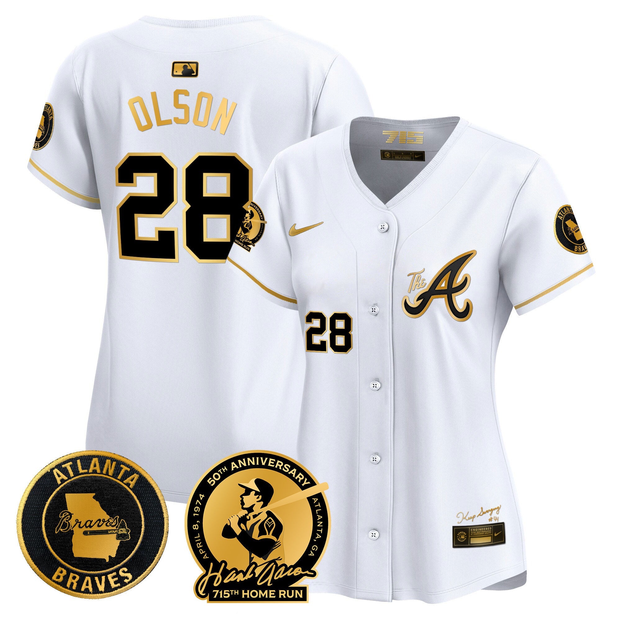 Women’s Atlanta Hank Aaron 715th Home Run Patch Vapor Premier Limited Jersey V2