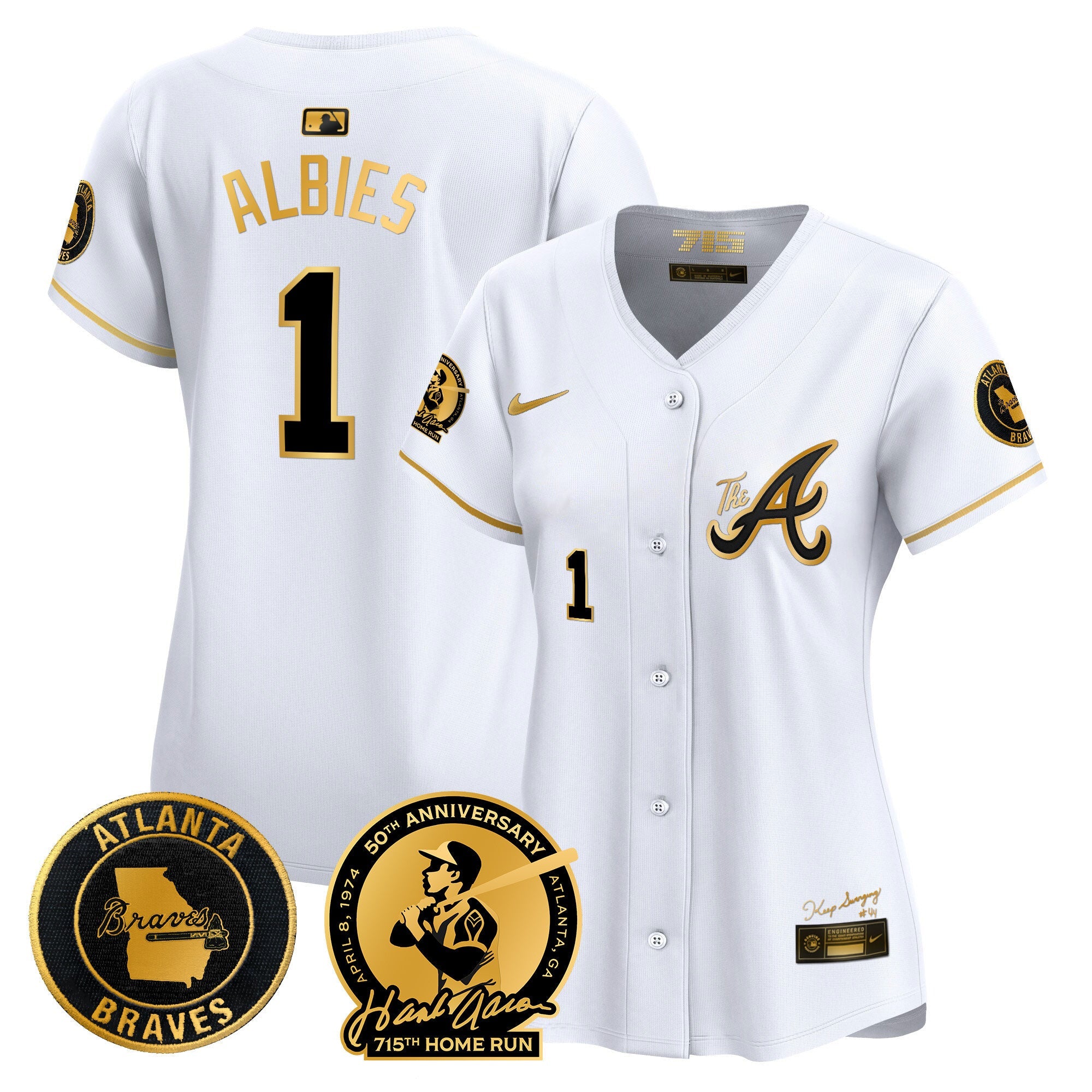 Women’s Atlanta Hank Aaron 715th Home Run Patch Vapor Premier Limited Jersey V2