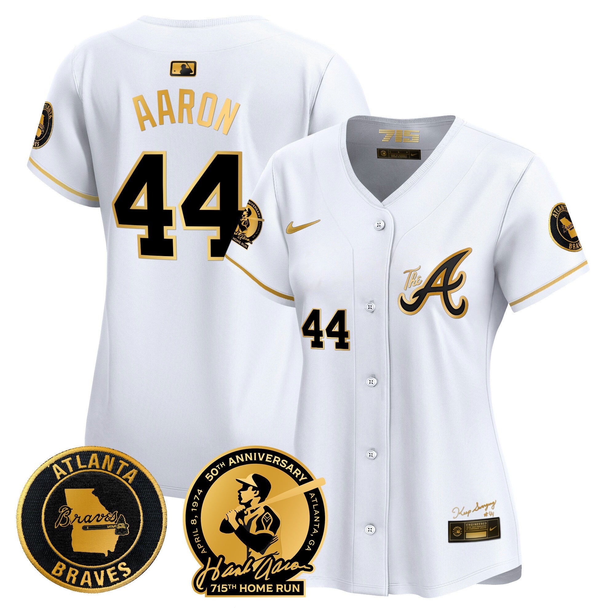 Women’s Atlanta Hank Aaron 715th Home Run Patch Vapor Premier Limited Jersey V2
