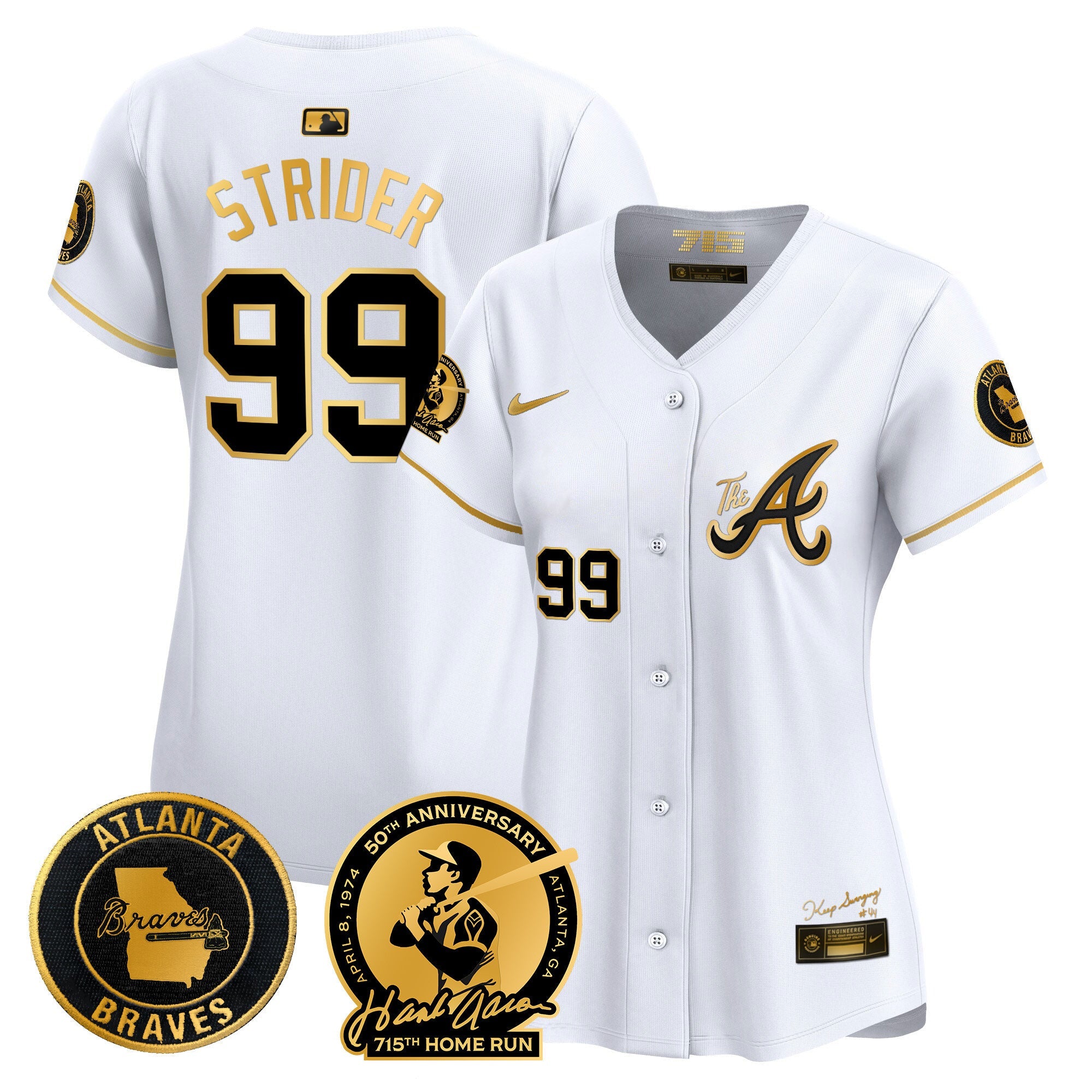 Women’s Atlanta Hank Aaron 715th Home Run Patch Vapor Premier Limited Jersey V2