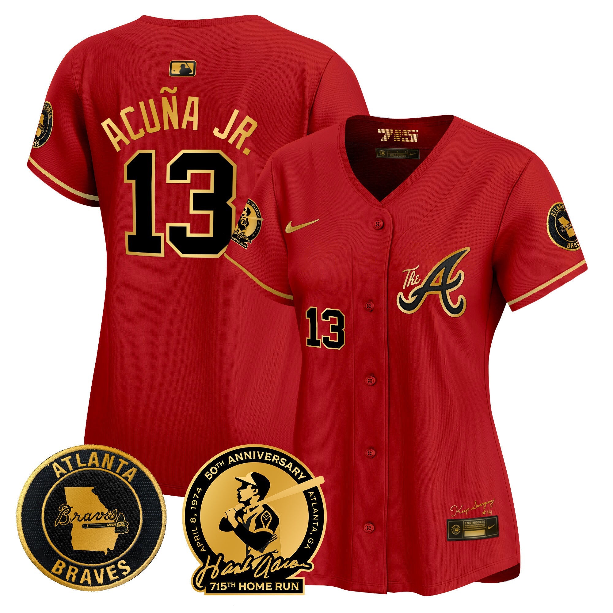 Women’s Atlanta Hank Aaron 715th Home Run Patch Vapor Premier Limited Jersey V2