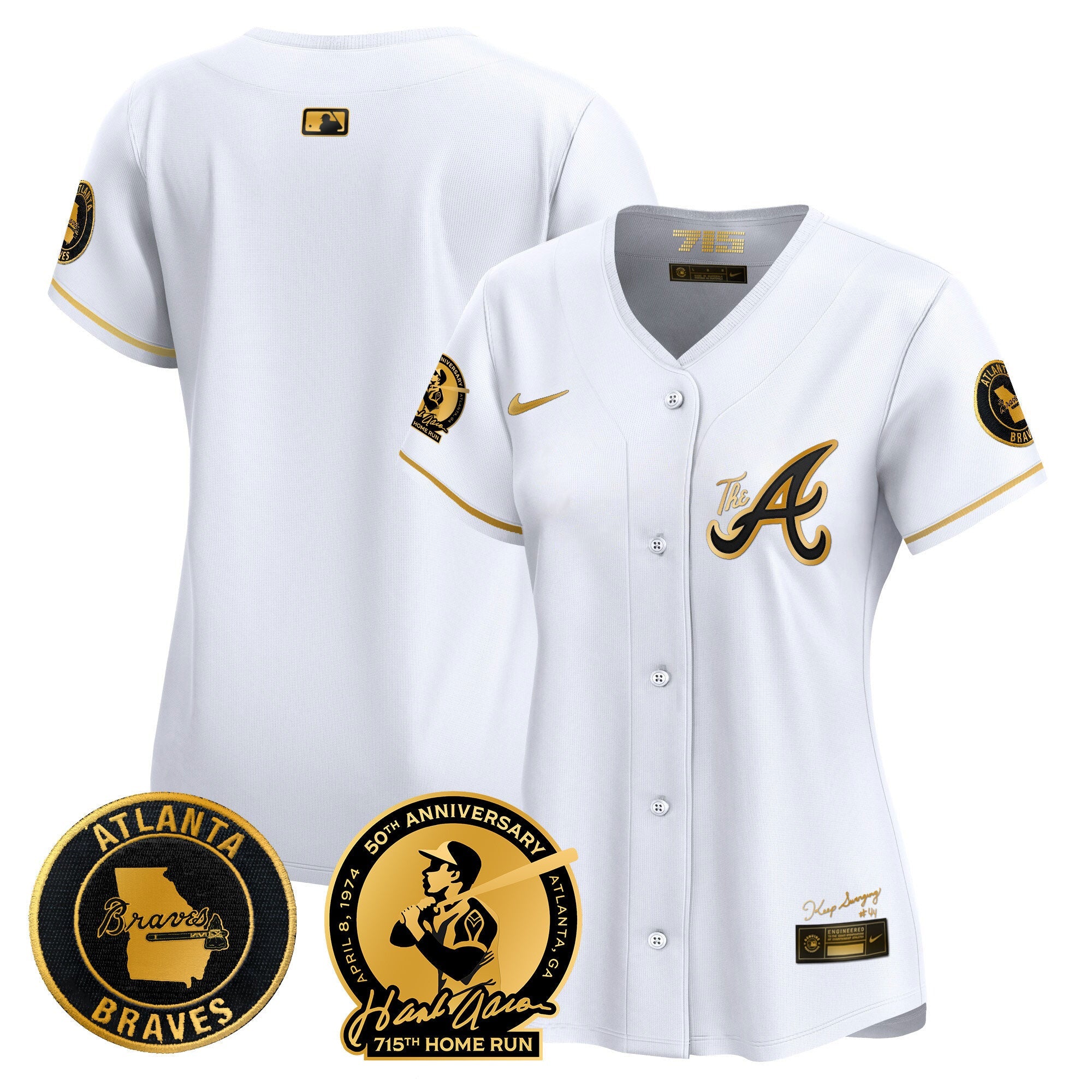 Women’s Atlanta Hank Aaron 715th Home Run Patch Vapor Premier Limited Jersey V2