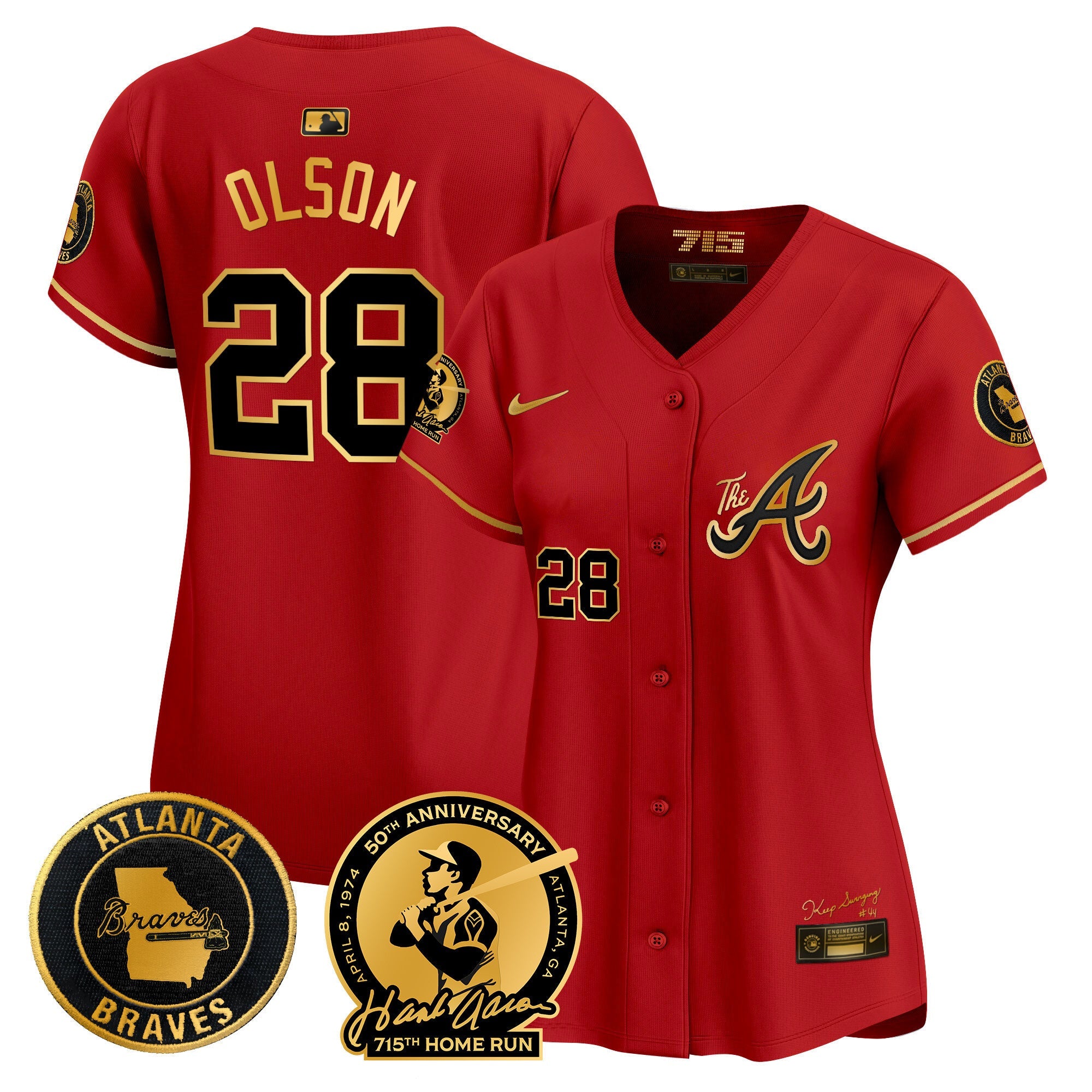 Women’s Atlanta Hank Aaron 715th Home Run Patch Vapor Premier Limited Jersey V2