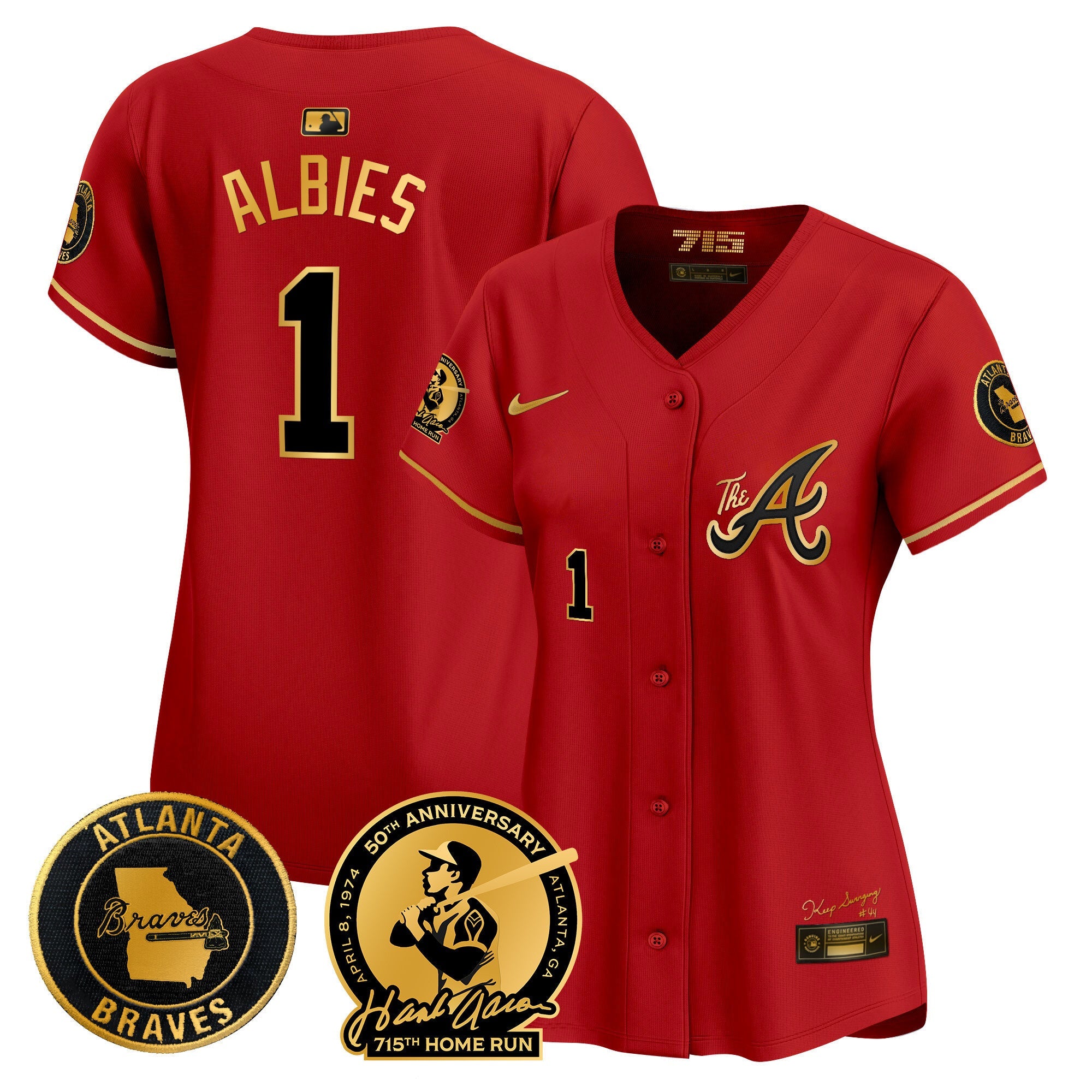 Women’s Atlanta Hank Aaron 715th Home Run Patch Vapor Premier Limited Jersey V2