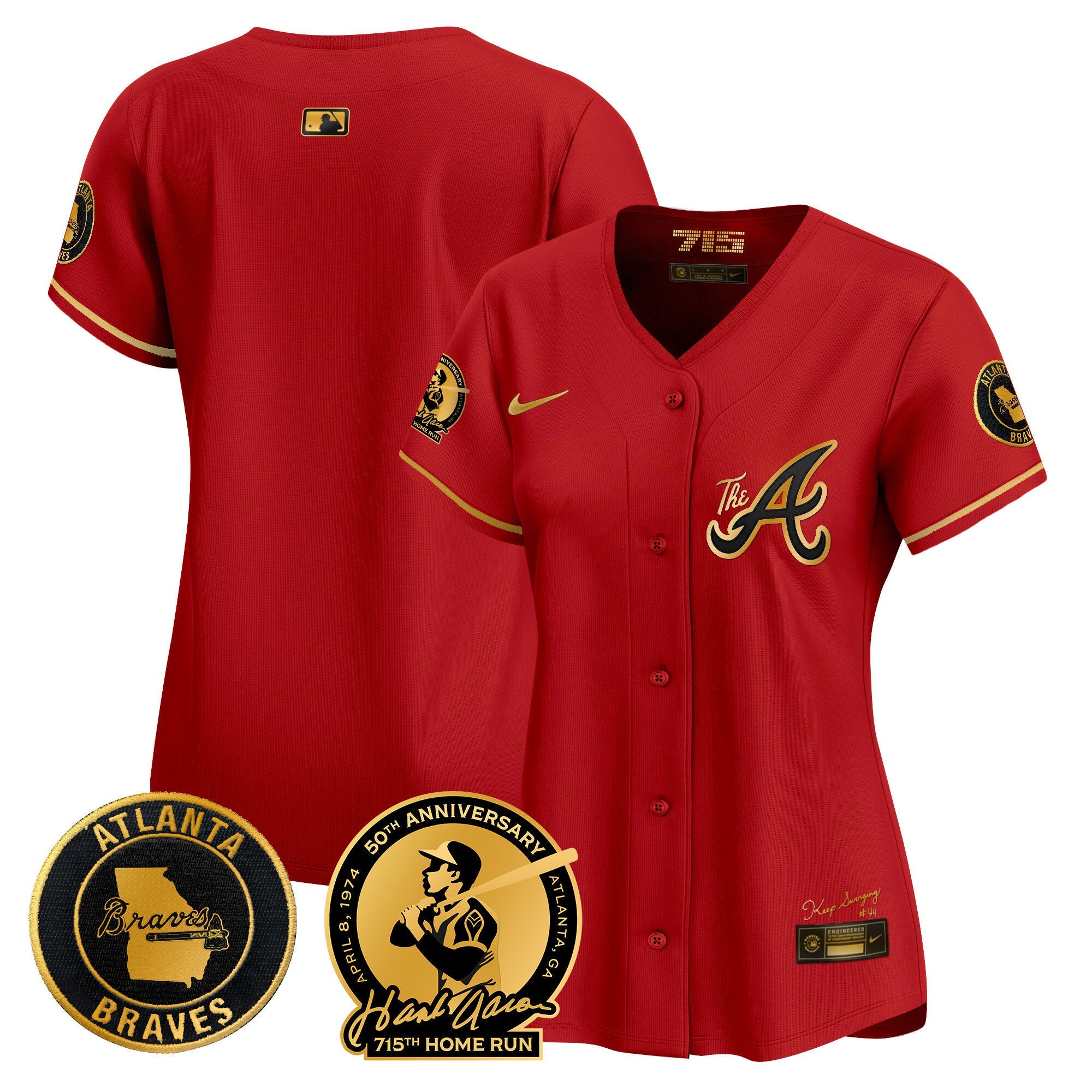 Women’s Atlanta Hank Aaron 715th Home Run Patch Vapor Premier Limited Jersey V2