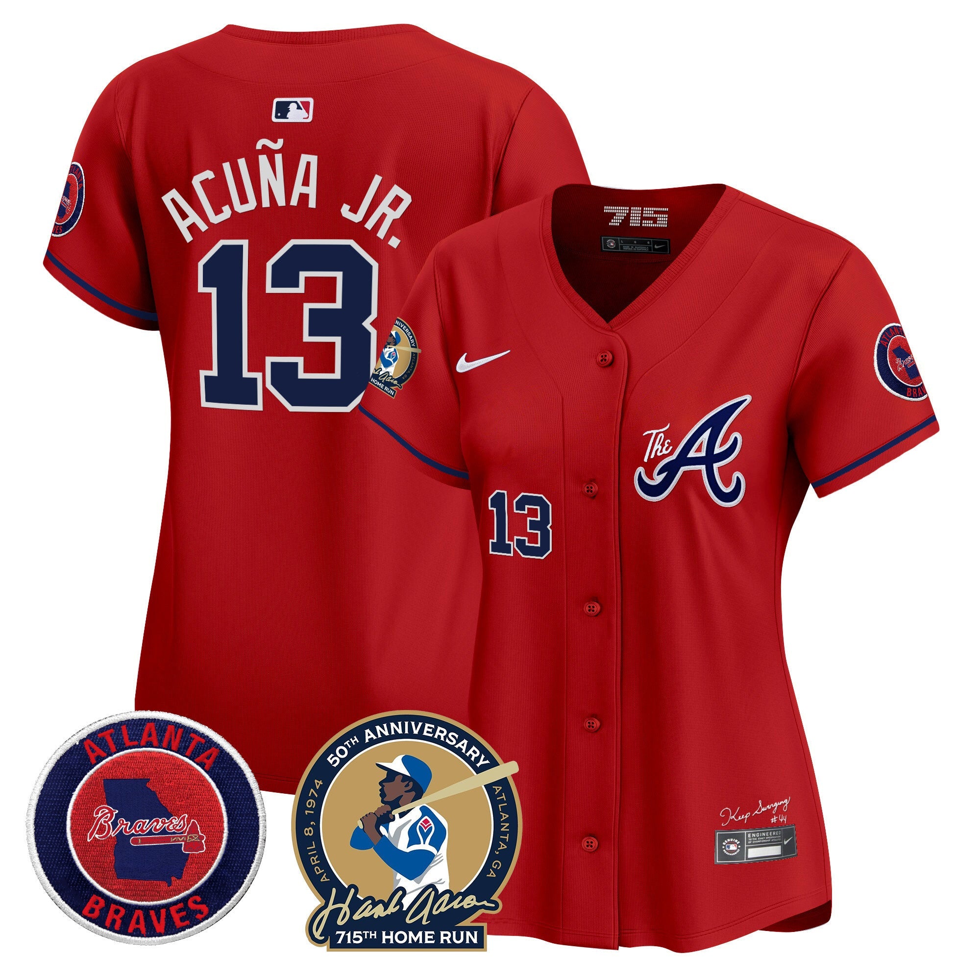 Women’s Atlanta Hank Aaron 715th Home Run Patch Vapor Premier Limited Jersey V2