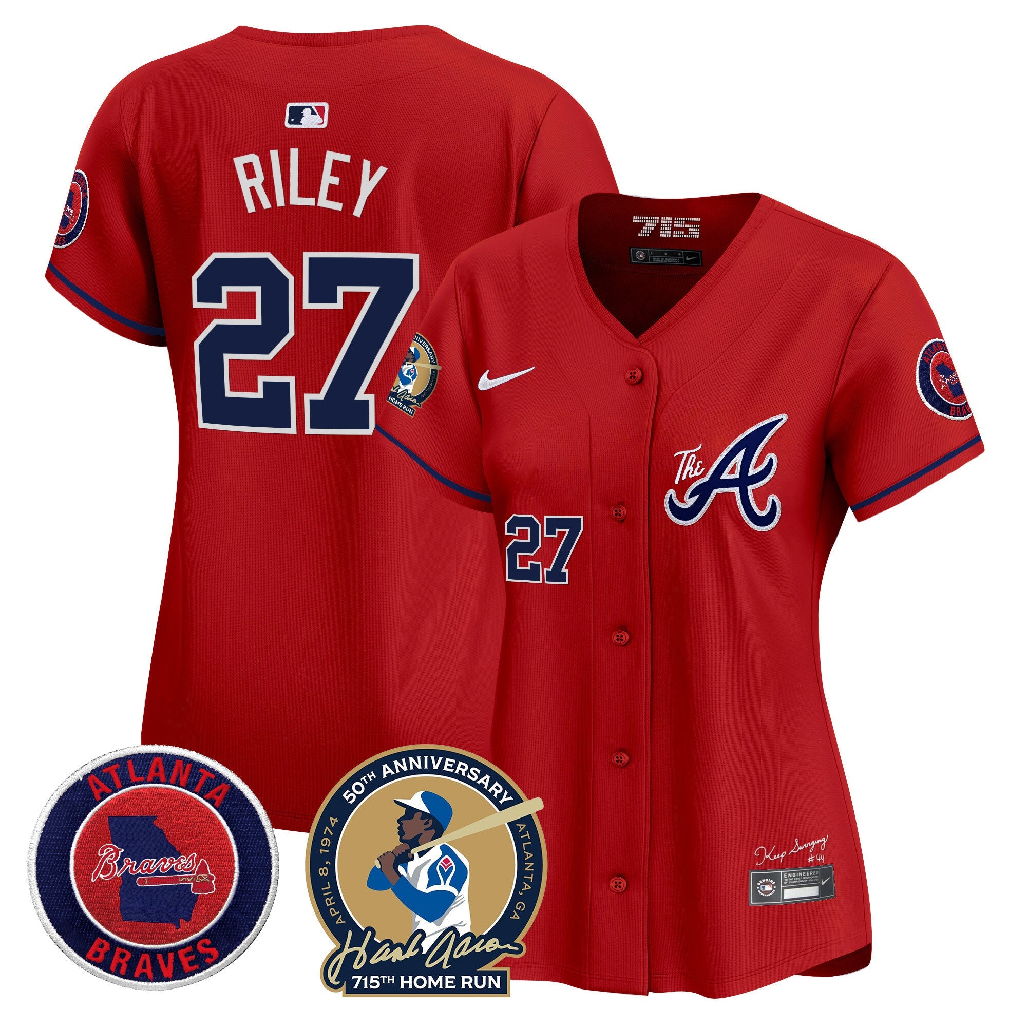 Women’s Atlanta Hank Aaron 715th Home Run Patch Vapor Premier Limited Jersey V2