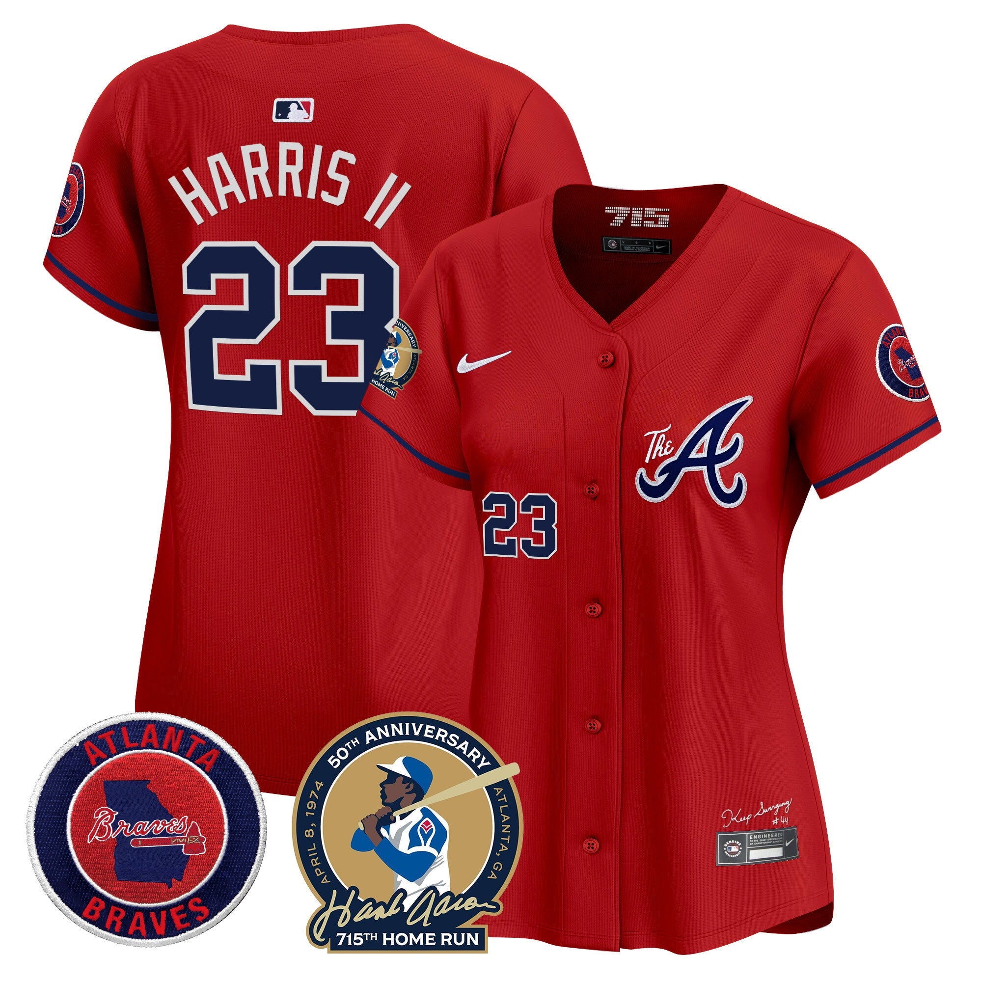 Women’s Atlanta Hank Aaron 715th Home Run Patch Vapor Premier Limited Jersey V2