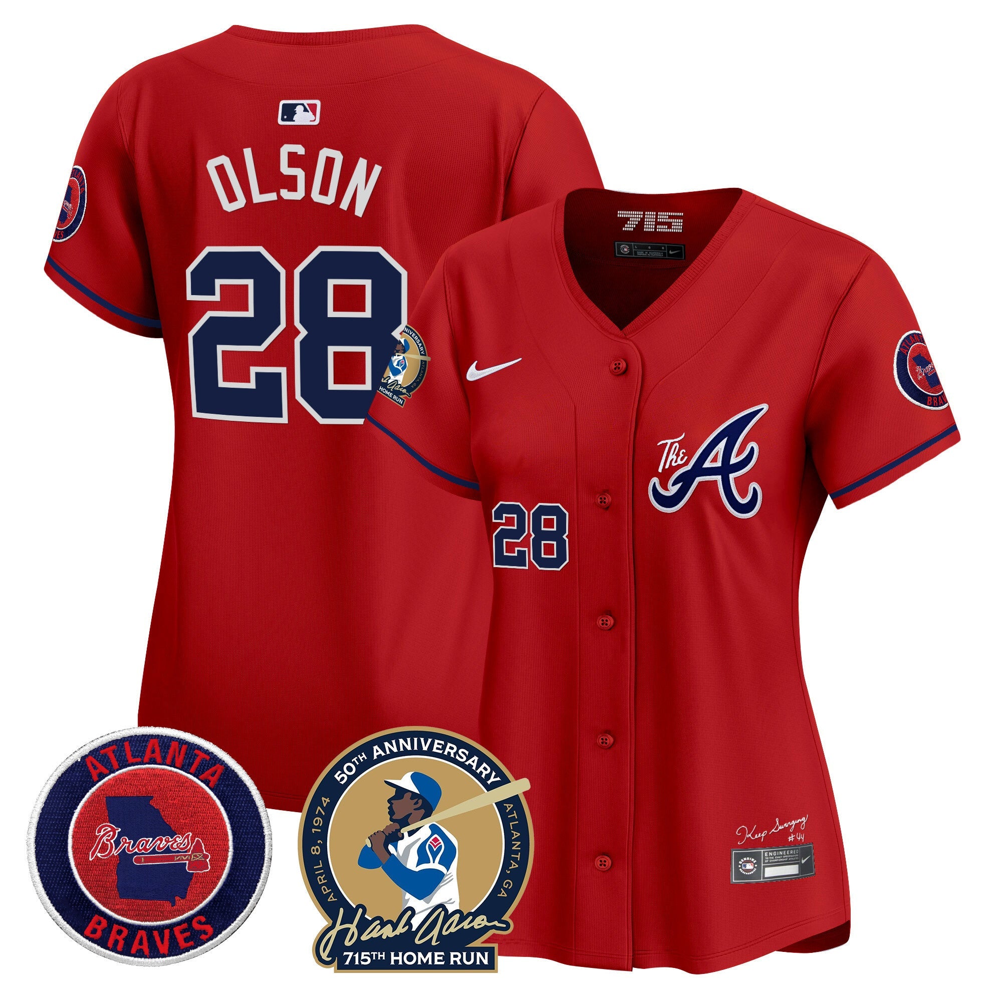 Women’s Atlanta Hank Aaron 715th Home Run Patch Vapor Premier Limited Jersey V2