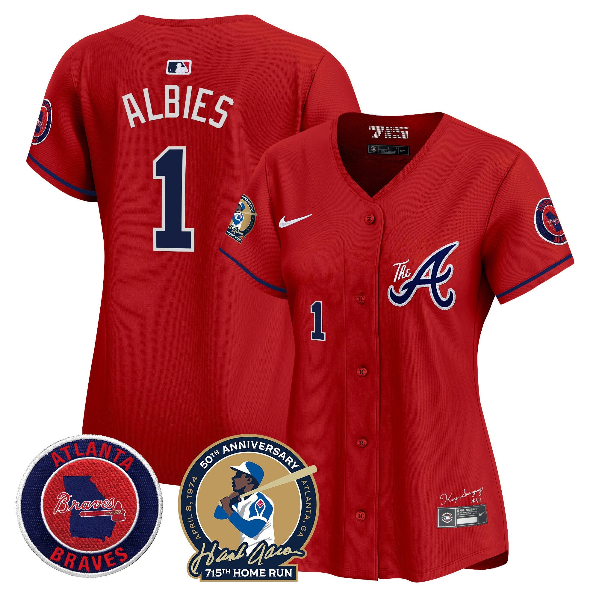 Women’s Atlanta Hank Aaron 715th Home Run Patch Vapor Premier Limited Jersey V2