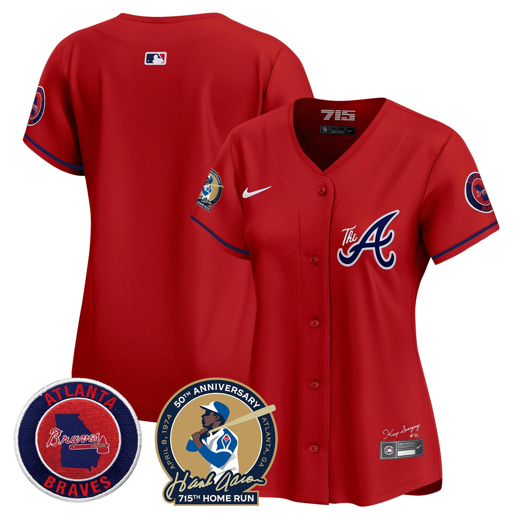 Women’s Atlanta Hank Aaron 715th Home Run Patch Vapor Premier Limited Jersey V2