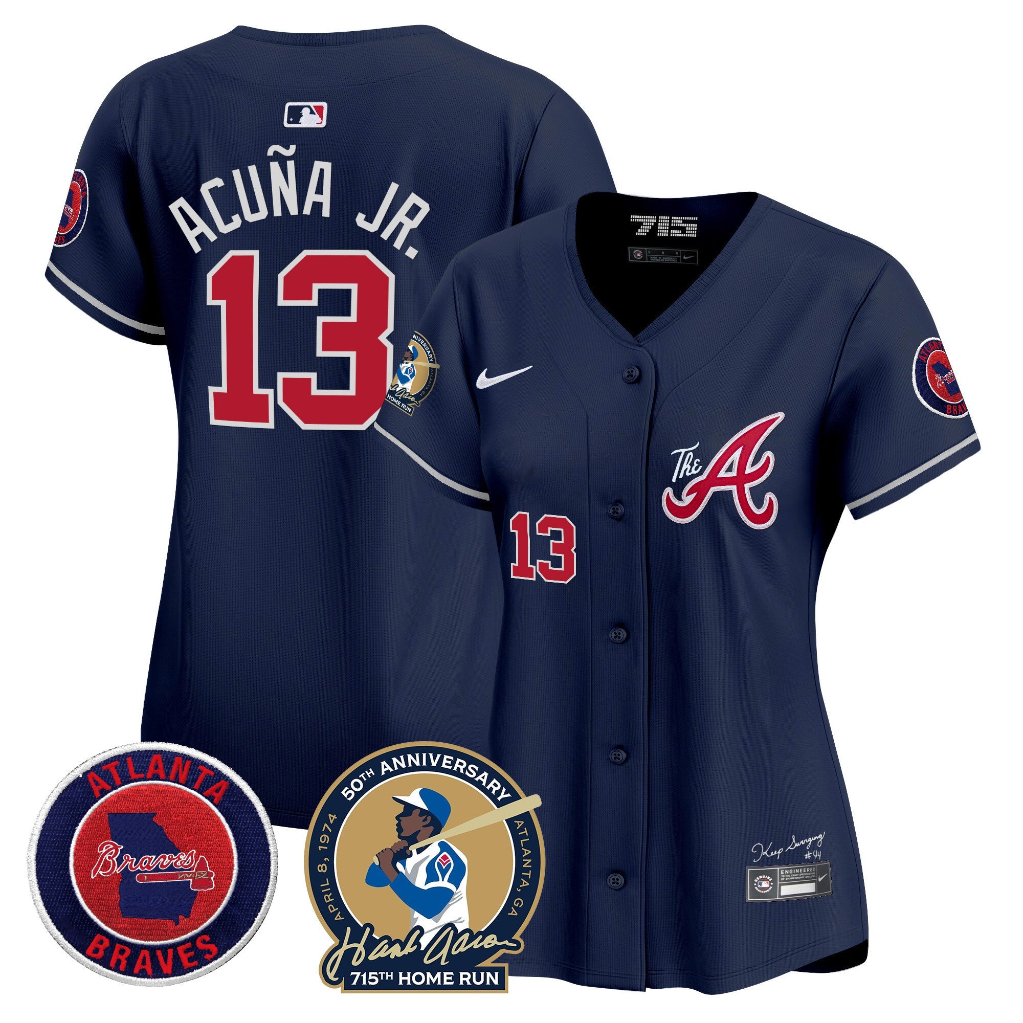 Women’s Atlanta Hank Aaron 715th Home Run Patch Vapor Premier Limited Jersey V2