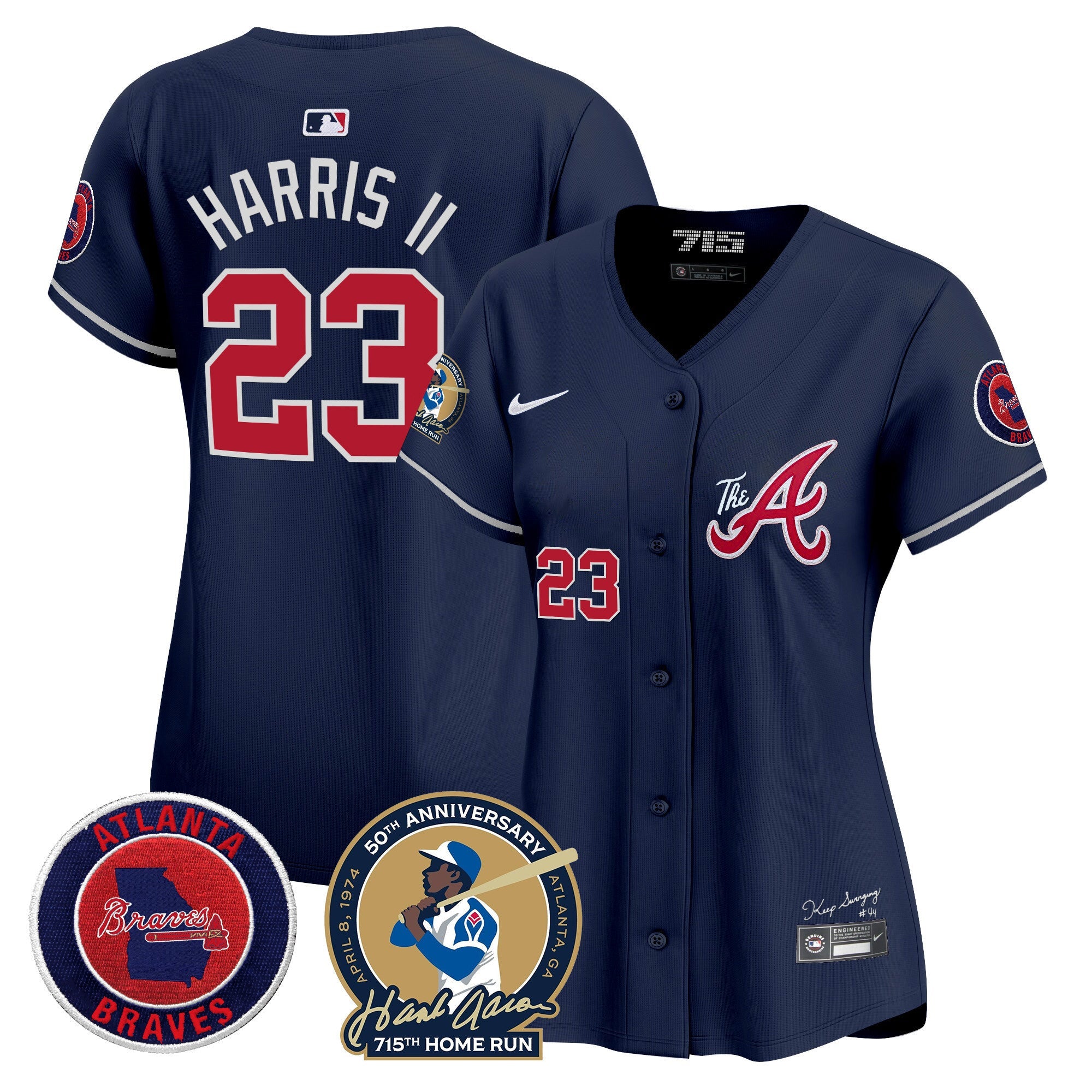 Women’s Atlanta Hank Aaron 715th Home Run Patch Vapor Premier Limited Jersey V2
