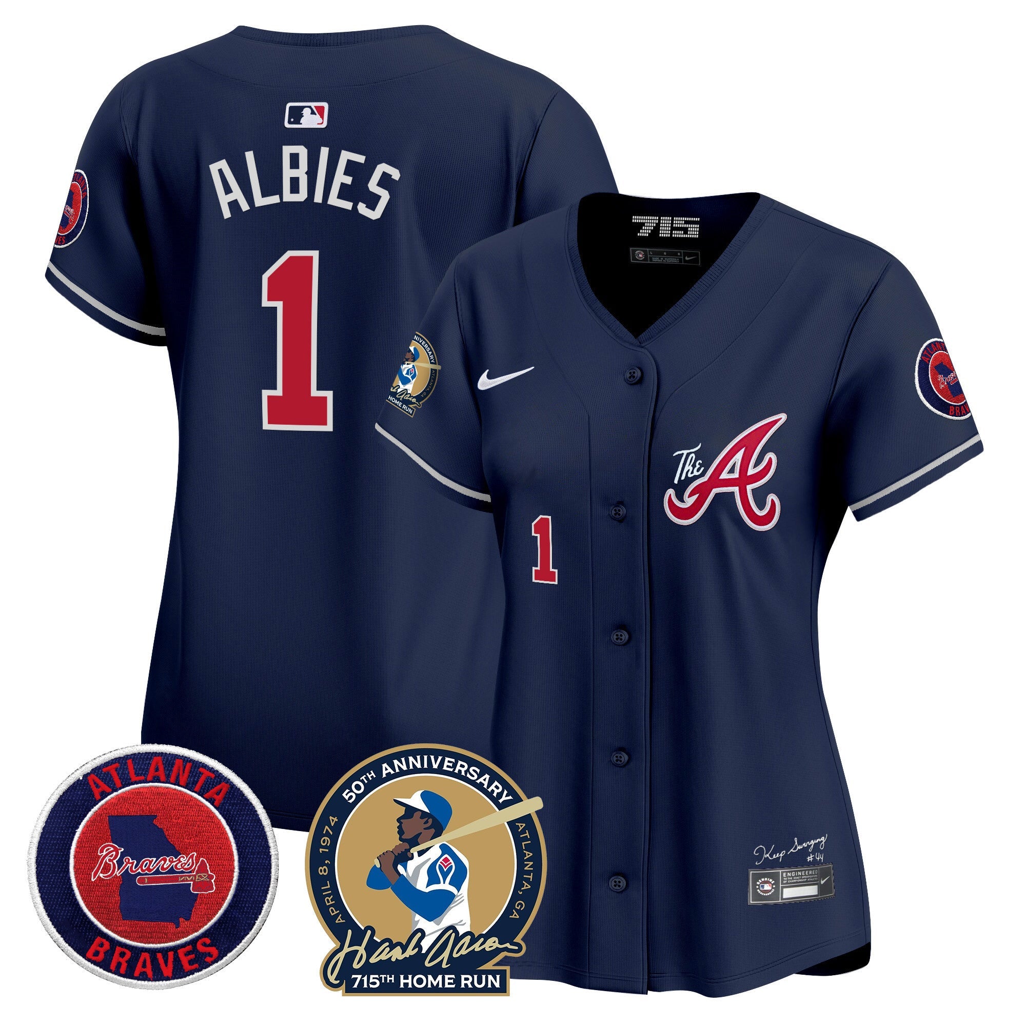 Women’s Atlanta Hank Aaron 715th Home Run Patch Vapor Premier Limited Jersey V2
