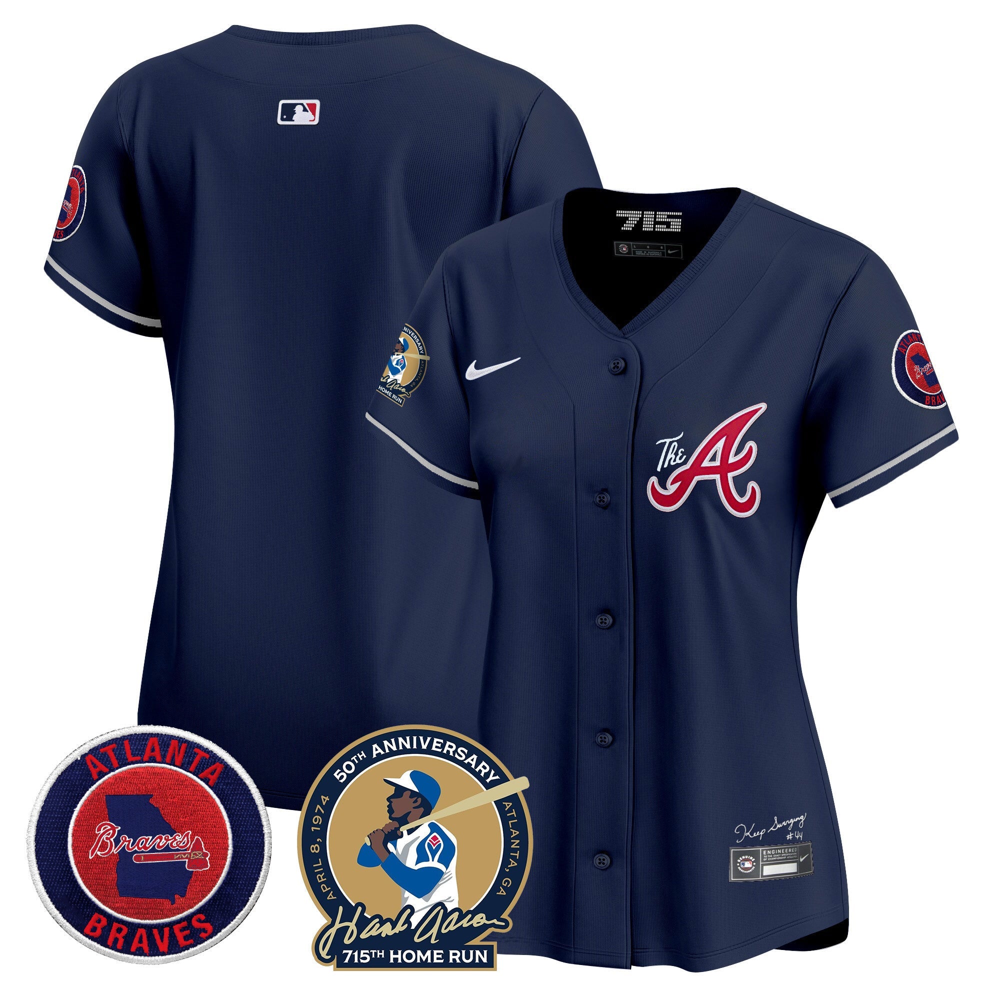 Women’s Atlanta Hank Aaron 715th Home Run Patch Vapor Premier Limited Jersey V2