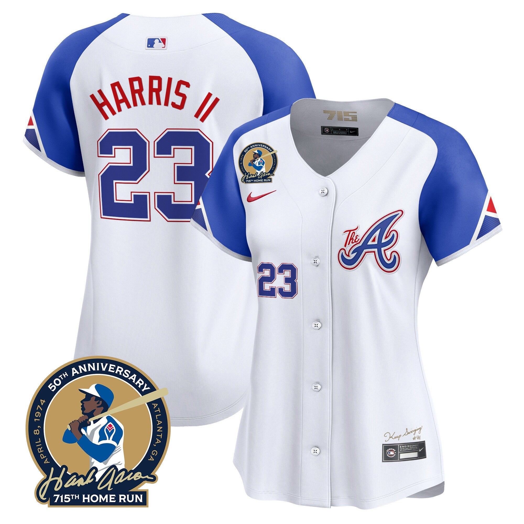 Women’s Atlanta Hank Aaron 715th Home Run Patch Vapor Premier Limited Jersey V2