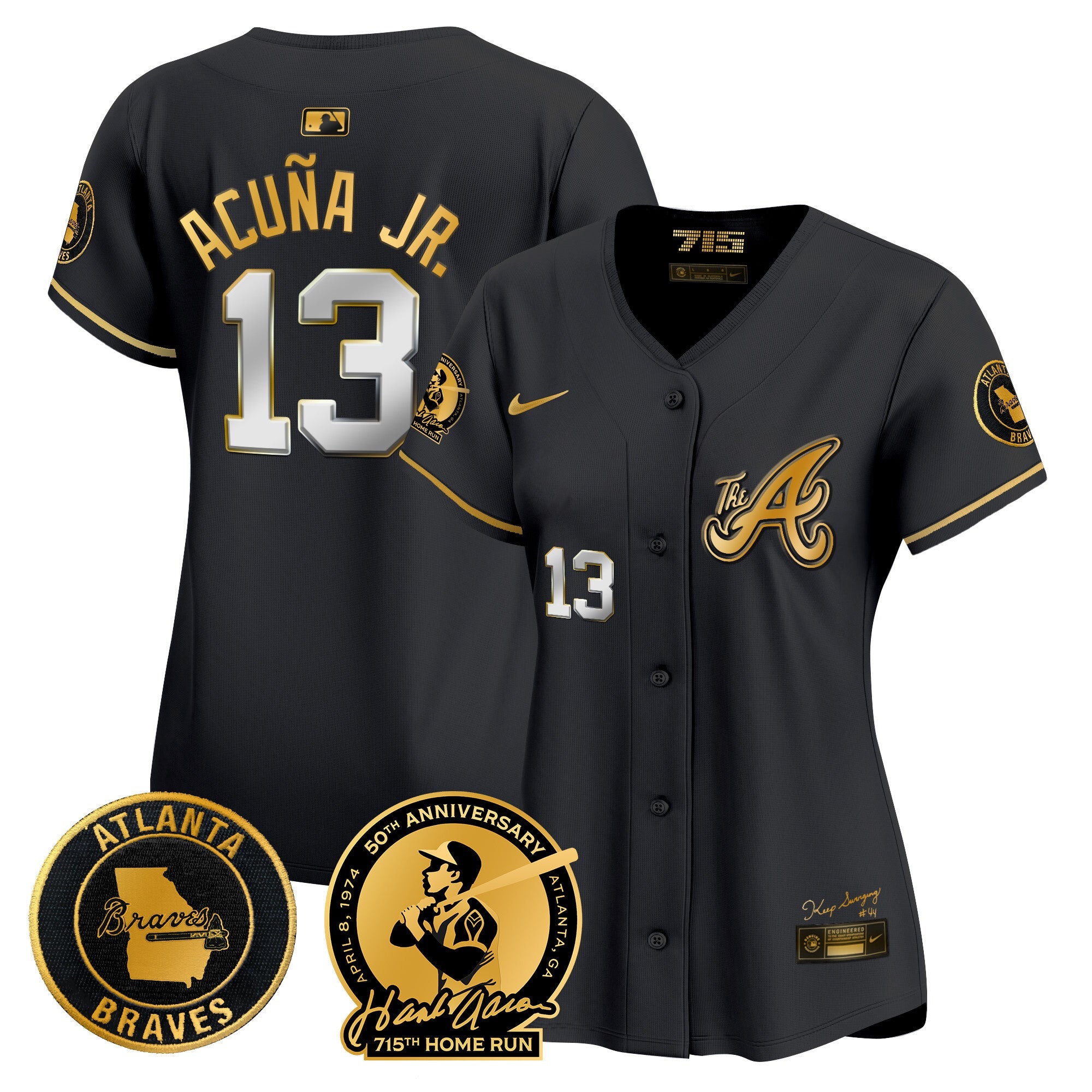 Women’s Atlanta Hank Aaron 715th Home Run Patch Vapor Premier Limited Jersey V2