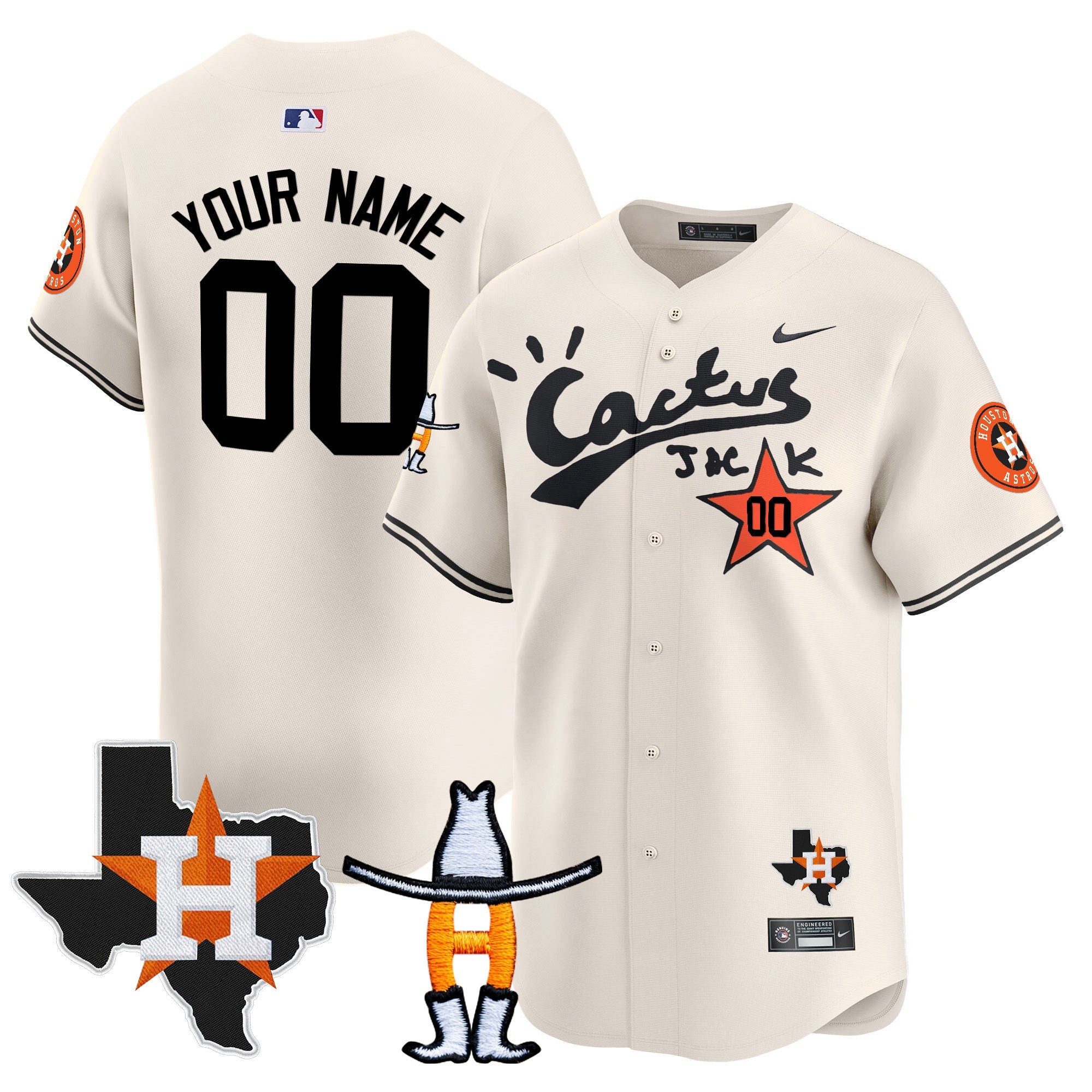 Houston Cactus Jack Houston Rodeo Patch Vapor Premier Limited Custom Jersey