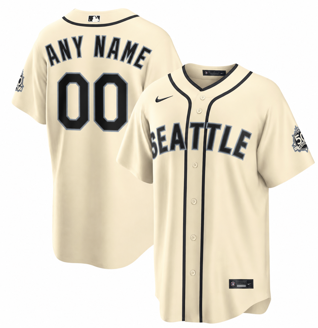 Men's Custom Nike Cream Alternate Stadium Jersey