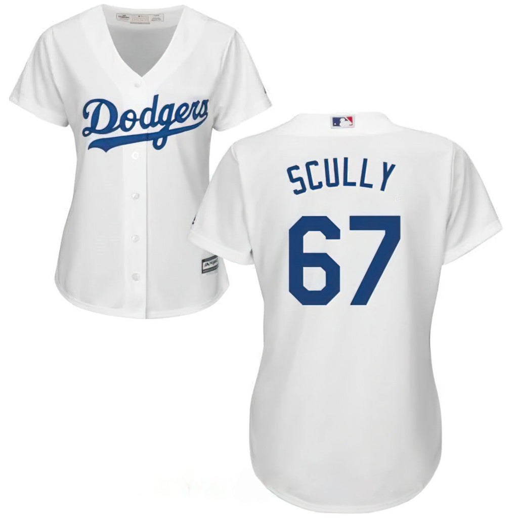 Los Angeles Sportscaster #67 Vin Scully Retired White Home Stitched Cool Base Jersey