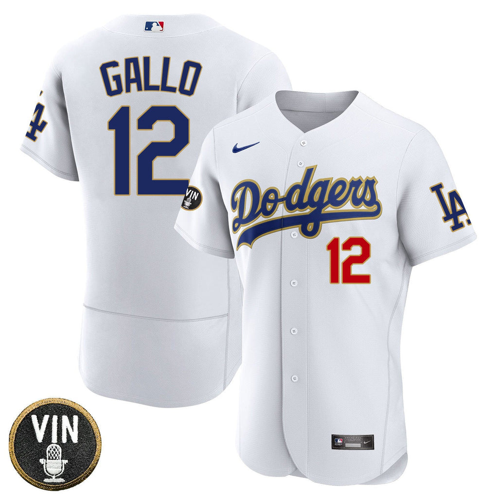 Men’s Los Angeles Vin Scully Patch Gold Trim Jersey Collection