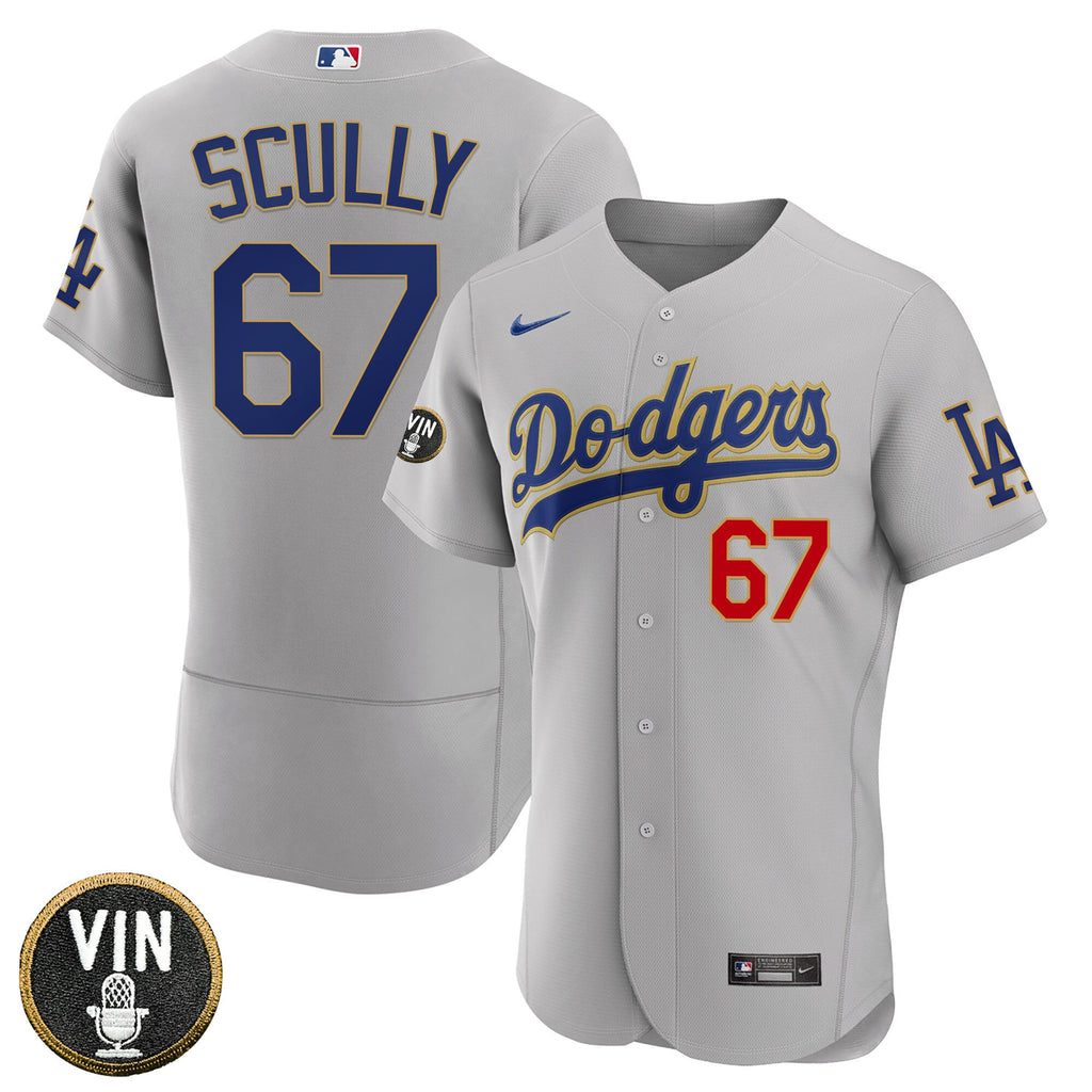 Men’s Los Angeles Vin Scully Patch Gold Trim Jersey Collection