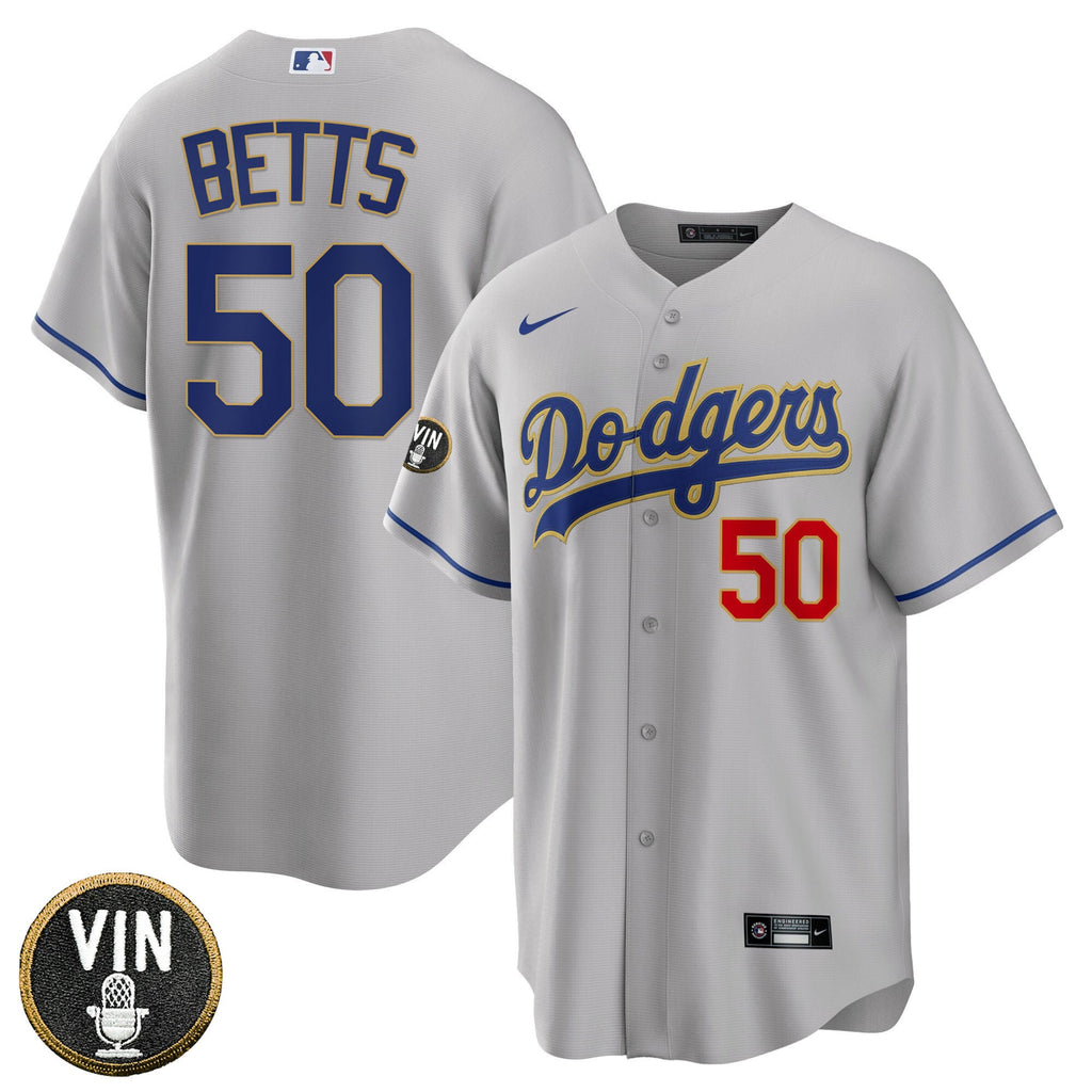 Men’s Los Angeles Vin Scully Patch Gold Trim Jersey Collection