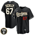 Los Angeles Vin Scully Patch Black Gold Trim Jersey