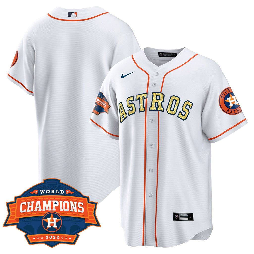 Houston Special White Gold 2022 World Series Champions Patch Jersey