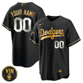 Black Limited Vin Scully Patch Gold Custom Jersey