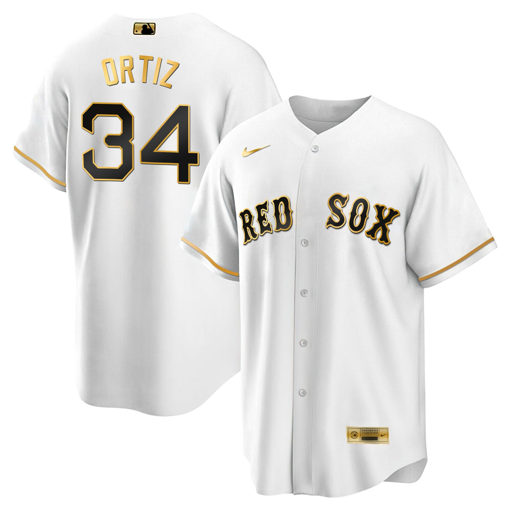 David Ortiz Boston Black & White Gold Jersey